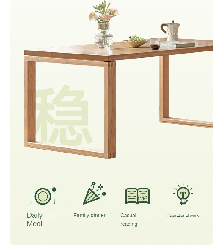 Solid Wood Dining Table - Beech & Oak Large Farmhouse Table for 8 - Perfect for Family Gatherings & Dinner Parties