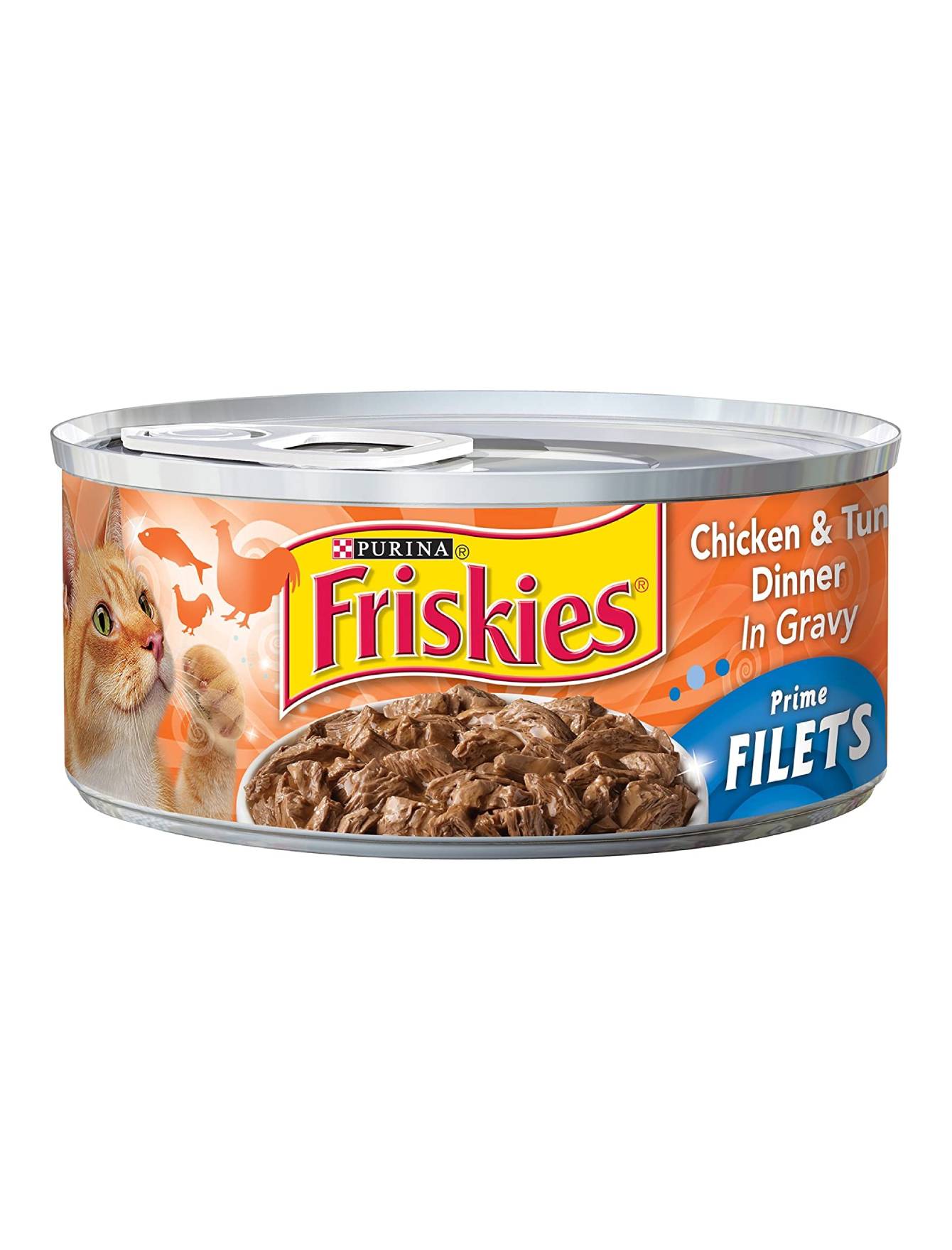 Friskies Prime Filets Chicken Canned Cat Food 156g - Grain-Free Wet Cat Food for Adult & Senior Cats - Perfect for Mealtime, Travel & Feeding Picky Eaters