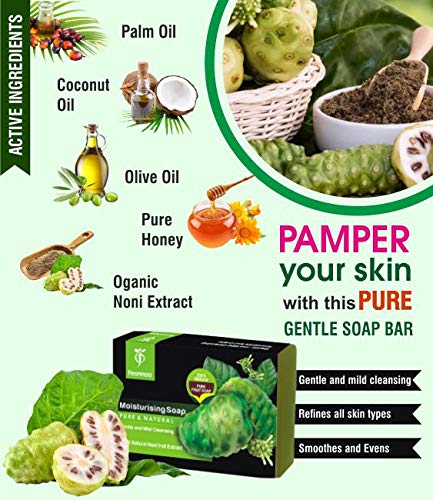 Feonnaa Pure & Natural Moisturizing Noni Fruit Extract Soap - Pack of 2 (80g Each) | Organic Face & Body Cleanser for Dry, Sensitive Skin | Perfect for Daily Skincare & Gift Sets