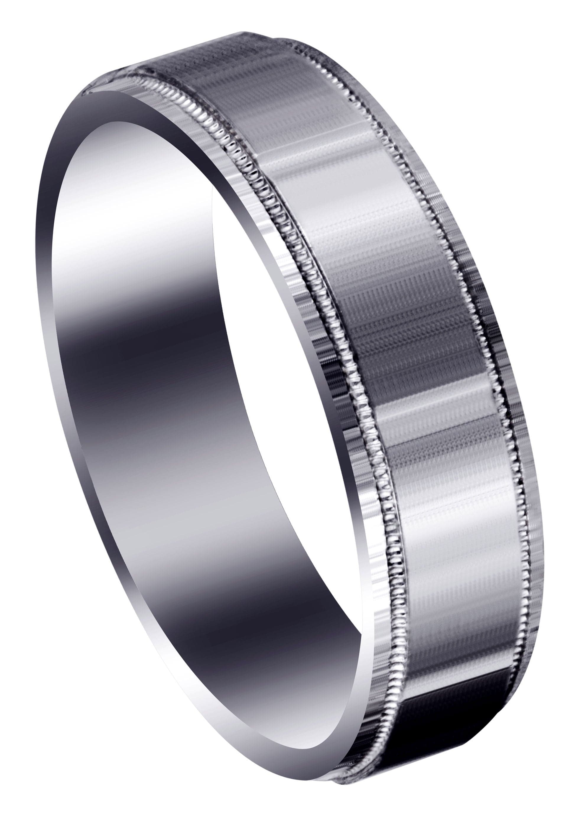 Simple Carved Men's Wedding Band Ring - Satin Finish (Vincent) for Engagement, Anniversary & Everyday Wear
