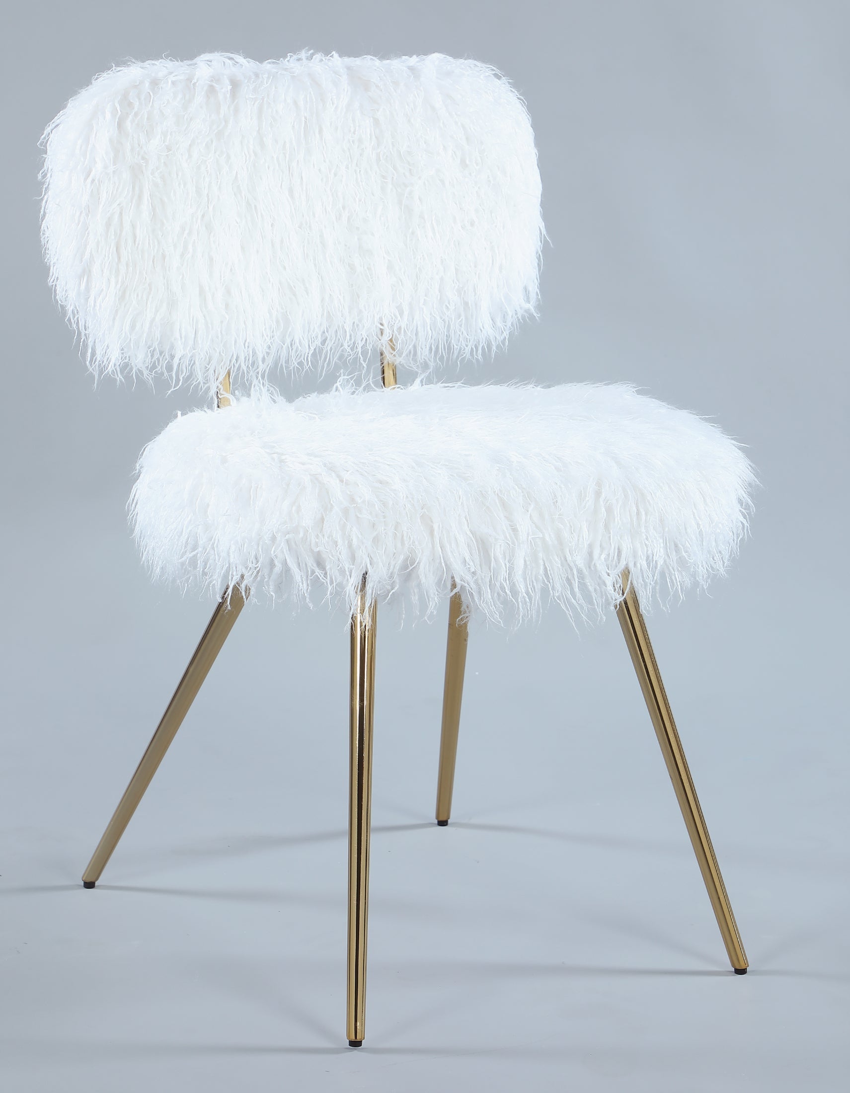 Luxury Faux Fur Accent Chair with Gold Metal Legs - Modern Velvet Lounge Chair for Living Room, Bedroom & Office Decor