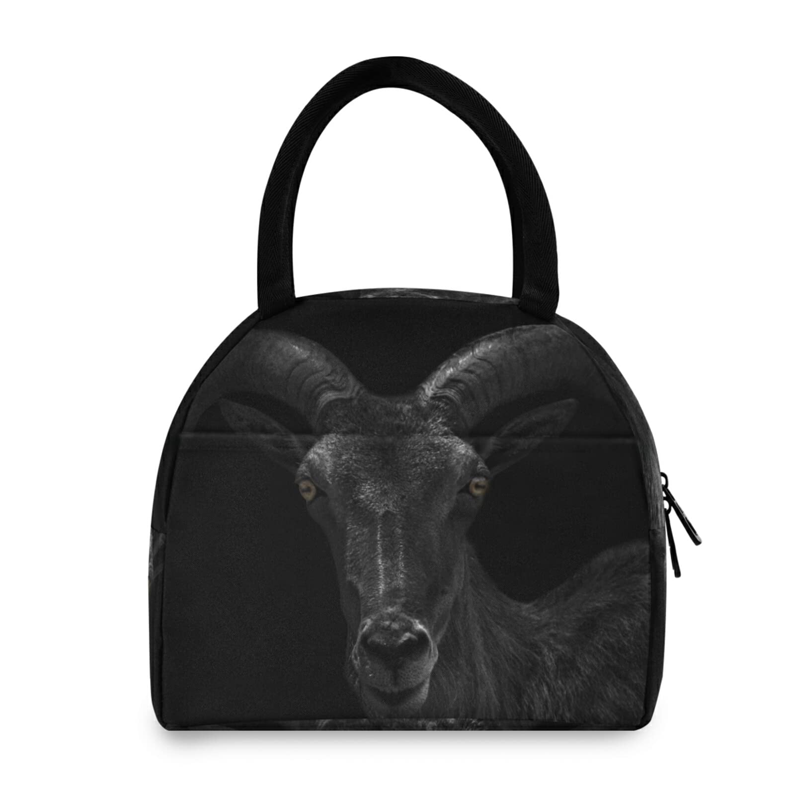 Premium Insulated Lunch Bag for Adults - Black Goat Design Reusable Lunch Tote for Work, School, Picnic & Travel - Leakproof & Thermal Cooler (9.8×6.7×8.7 inches) - Perfect for Office Commute, Outdoor Adventures & Daily Meal Prep