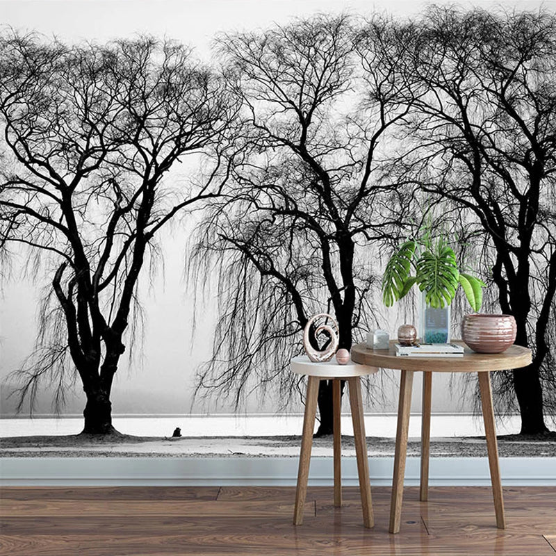Premium Black Tree Wallpaper - Self-Adhesive Peel & Stick Wallpaper for Living Room, Bedroom, Office - Easy to Install & Removable - Enhance Your Home Decor with Nature-Inspired Design