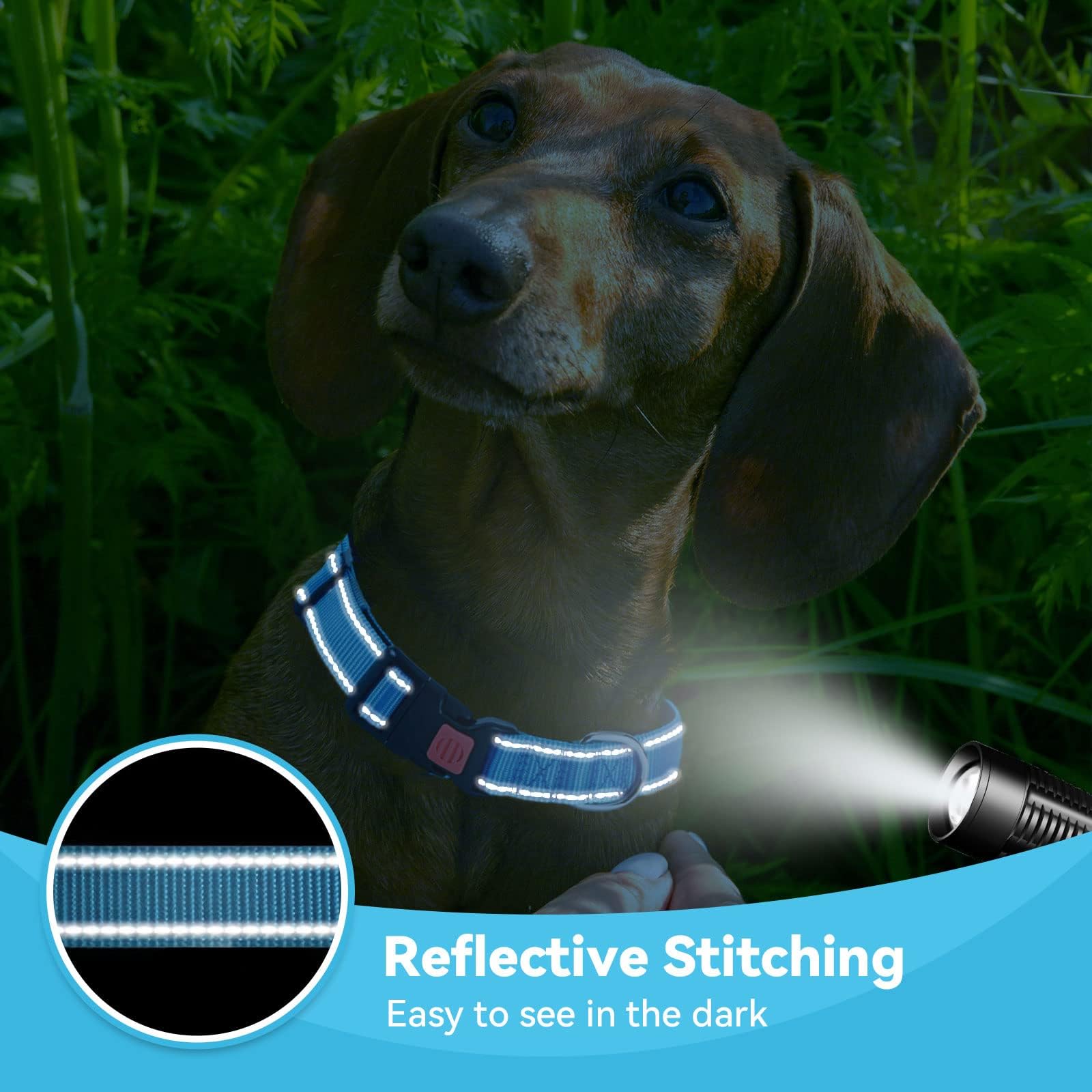 Reflective Adjustable Dog Collar with Quick Release Buckle - Ultra Soft Breathable Neoprene Pet Collar for Puppy, Small, Medium & Large Dogs - Perfect for Night Walks, Jogging & Outdoor Adventures