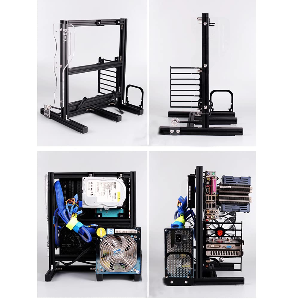 Aluminum Alloy Open Air ATX PC Test Bench - Motherboard Overclocking Computer Chassis & Bare Frame Stand (Black) | Perfect for PC Builders, Hardware Testing & Extreme Overclocking