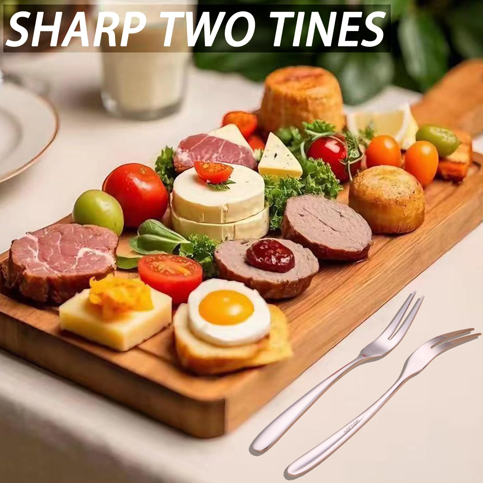 Premium Stainless Steel Mini Crab Forks - 2 Prong Appetizer Forks for Cocktails, Desserts, Salads, Seafood & Fruit - Portable Set of 12 (5.51 Inches) - Perfect for Parties, Travel & Elegant Dining