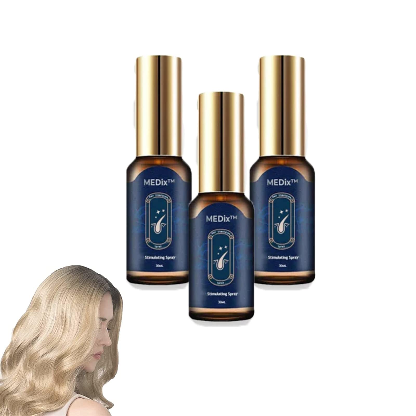 Medix Hair Growth Spray for Men & Women - Anti Shedding Treatment, Thickening Serum & Detangler (3 Pack) | Promotes Healthy Hair Growth for Daily Use at Home & Salon