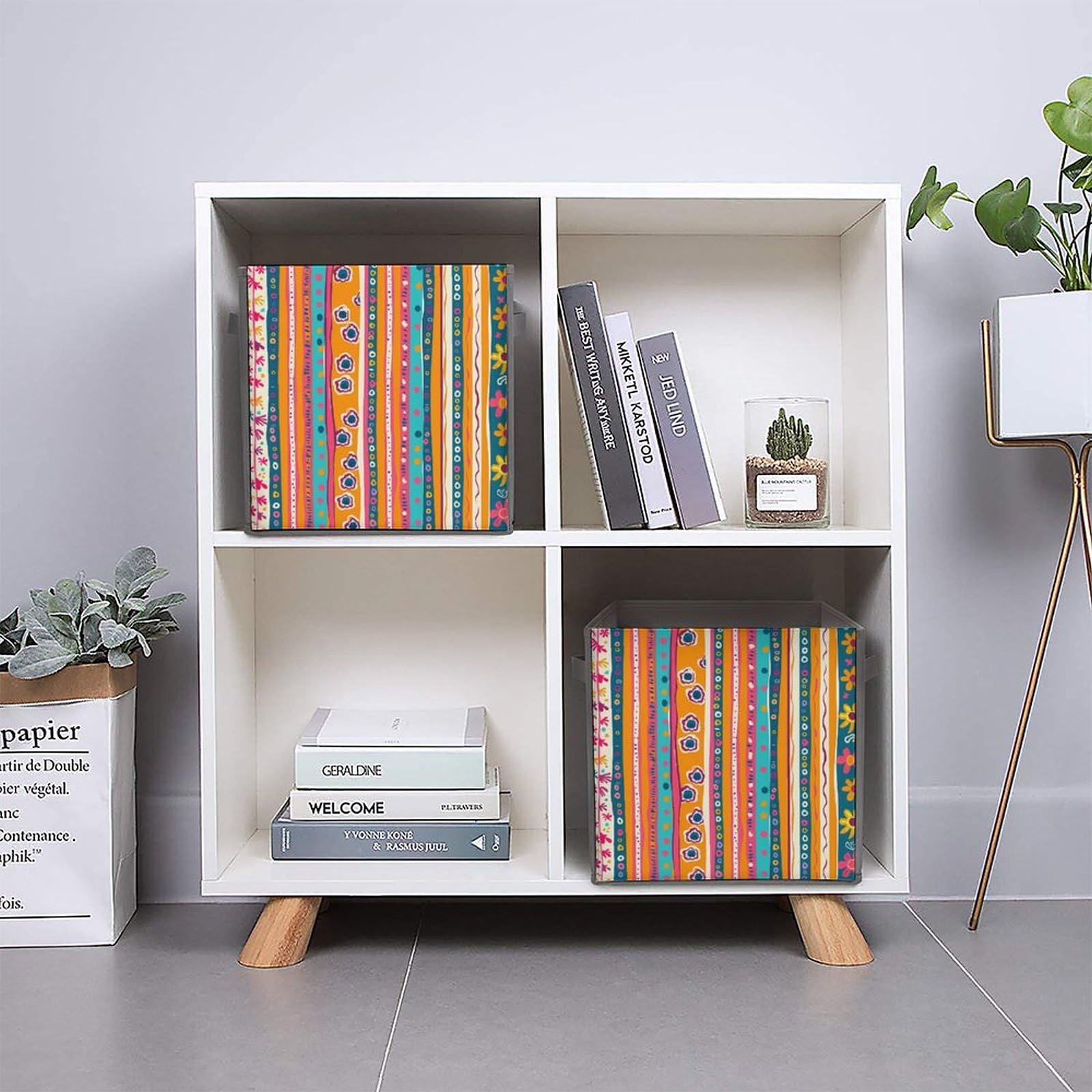 Bohemian Stripe Storage Bins with Handles - 2PCS for Home & Office