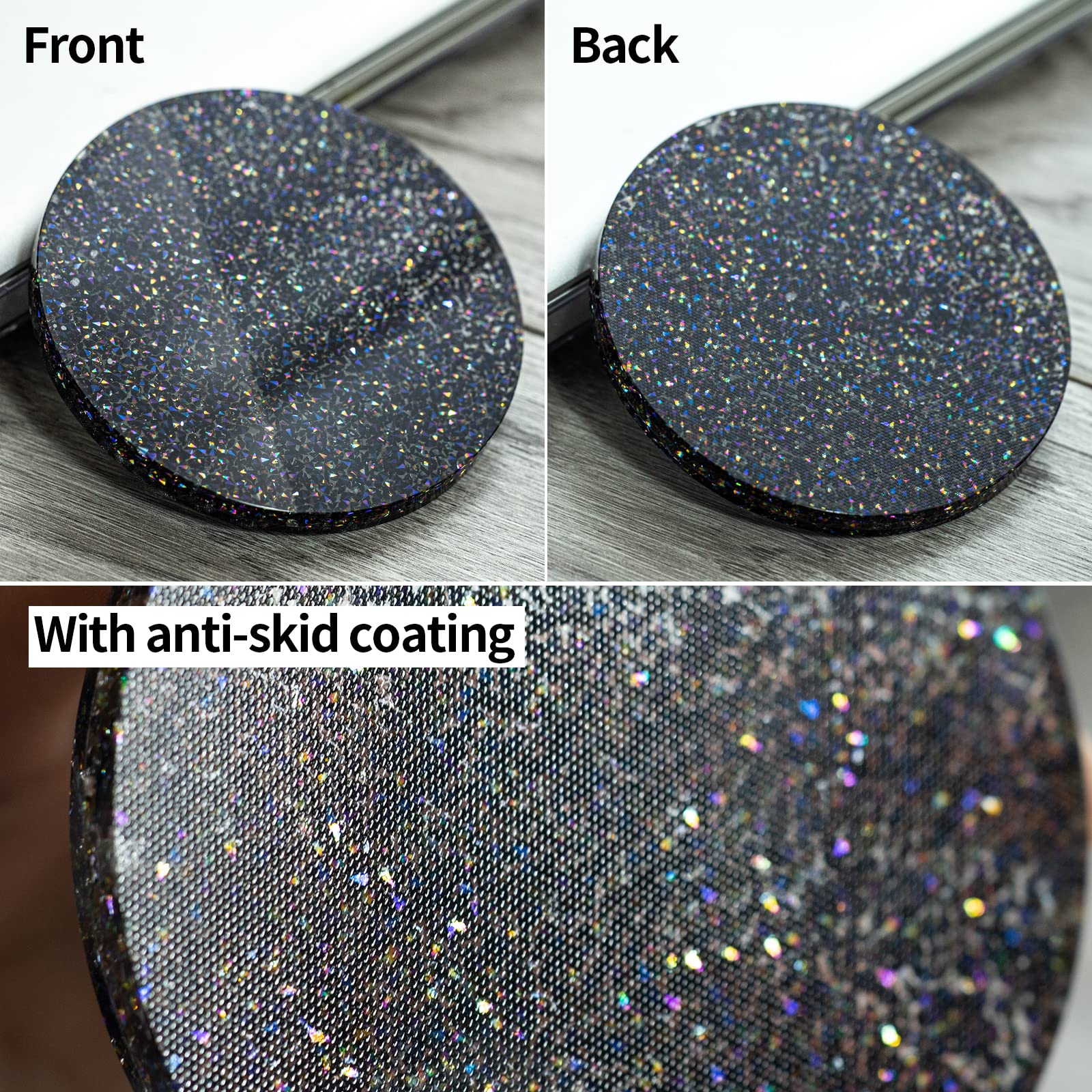 Sparkling Rhinestone Crystal Coasters Set - Elegant Grey Coffee Table Mats for Home Decor & Protection - Perfect for Parties, Weddings, and Living Room Decorations