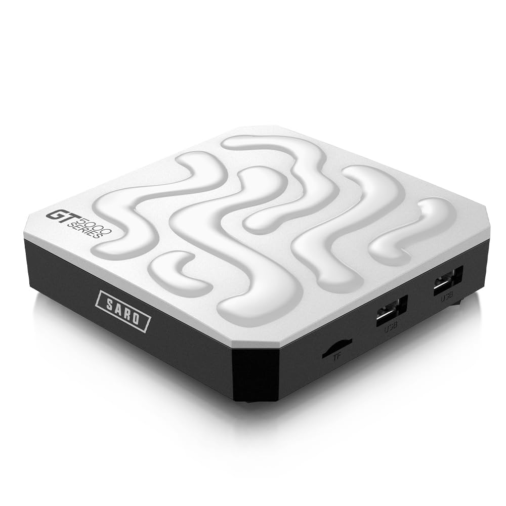 BuzzTV SARO GT-5000 4K Ultra HD Android TV Box - Latest Android 11 OS, Dual-Band WiFi, 2GB RAM DDR, 16GB Storage with Expandable Slot (White) - Perfect for Streaming Netflix, Hulu, Prime Video in Ultra HD Quality
