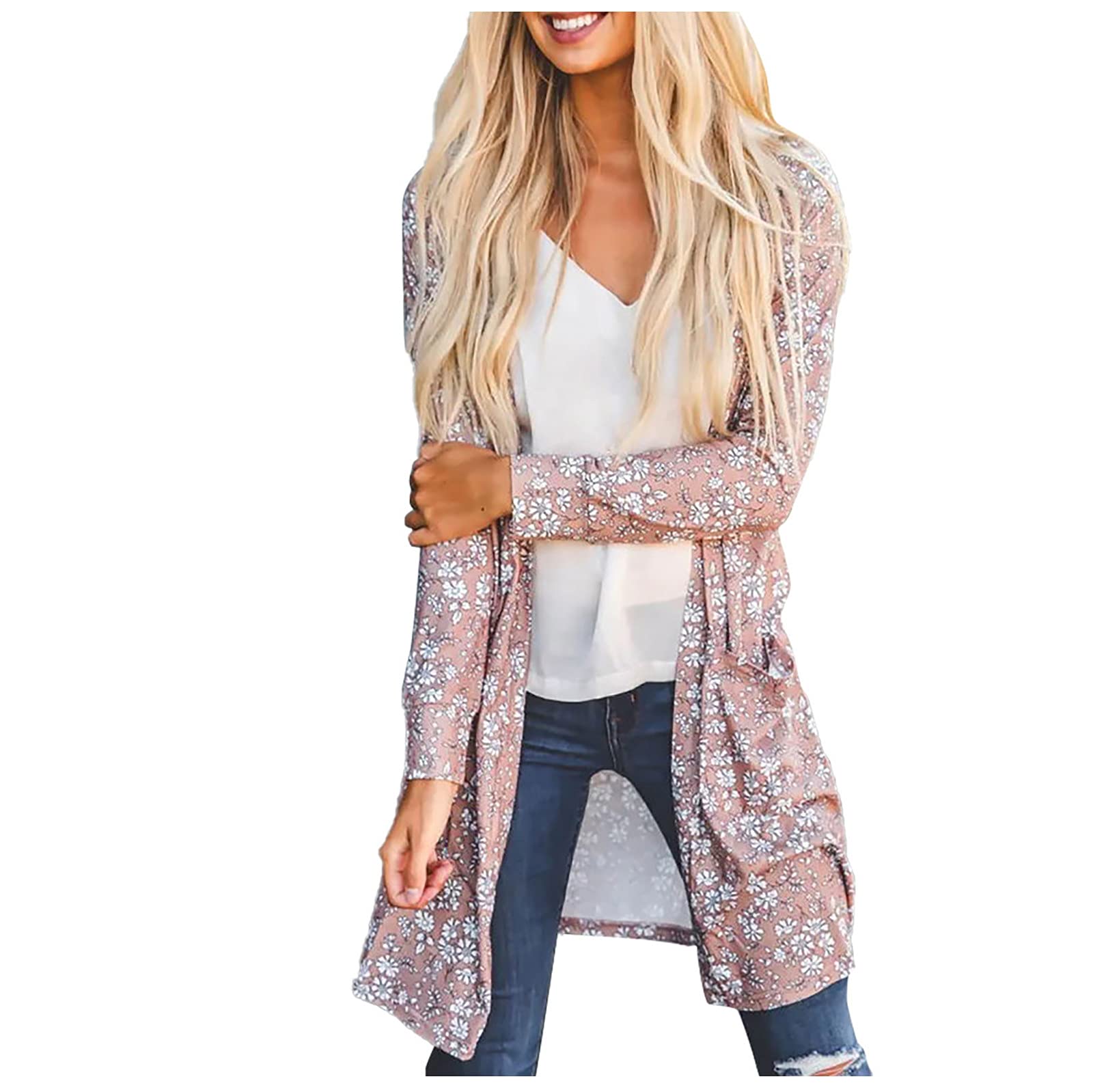 Women's Floral Print Cardigan Jacket - Stylish Autumn Winter Windbreaker Trench Coat for Fashionable Outfits | Perfect for Office, Dating & Casual Wear