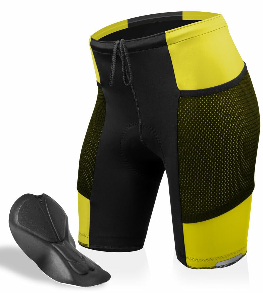 Women's Gel Touring Padded Bike Shorts - Long Distance Cycling Shorts with Mesh Pockets | Comfortable & Breathable for Road Biking, Spinning & Outdoor Sports | Made in USA