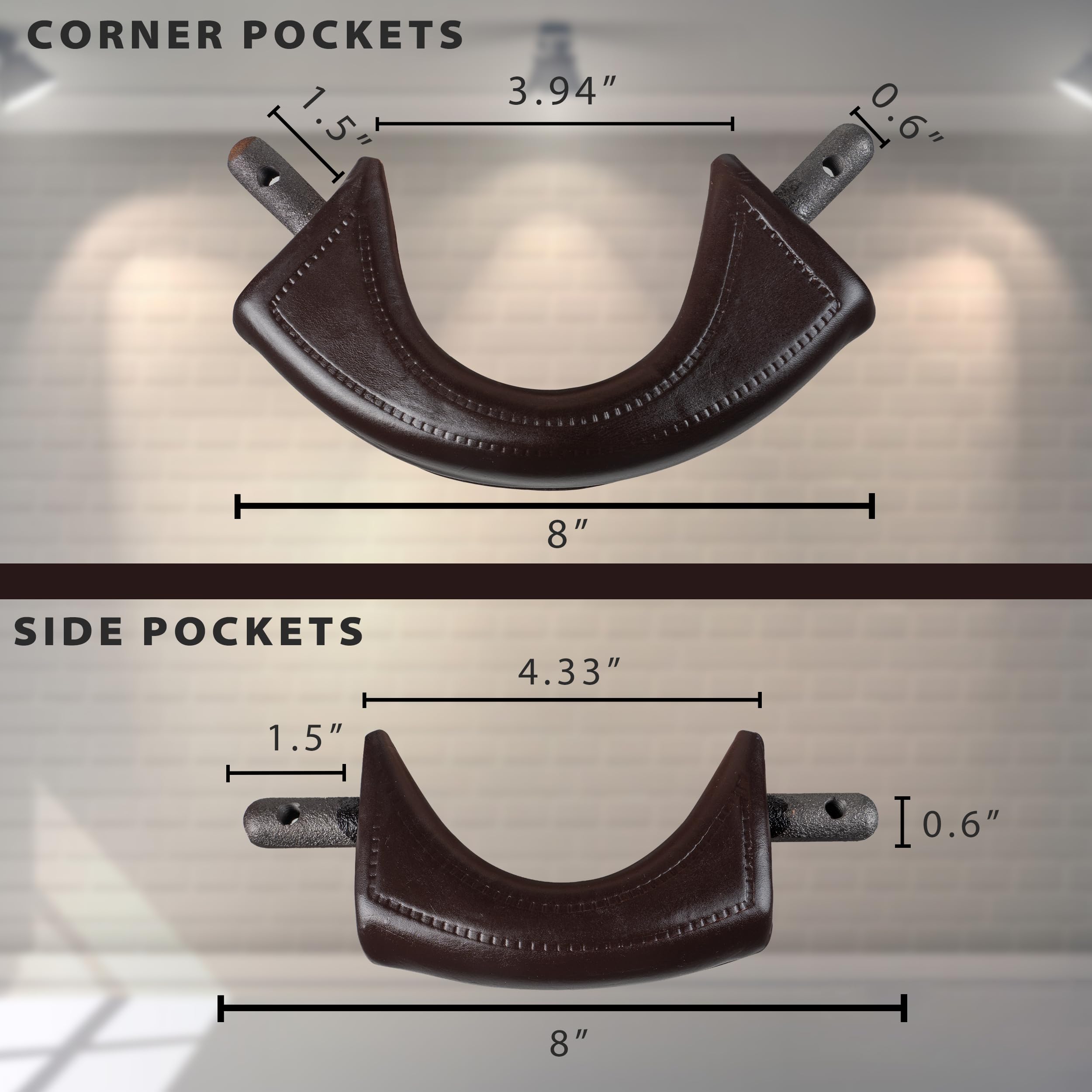 Premium Collapsible Leather Pool Table Pockets - Set of 6 Replacement Billiard Pockets for Professional & Home Game Rooms | Durable & Easy Installation for 8ft/9ft Tables