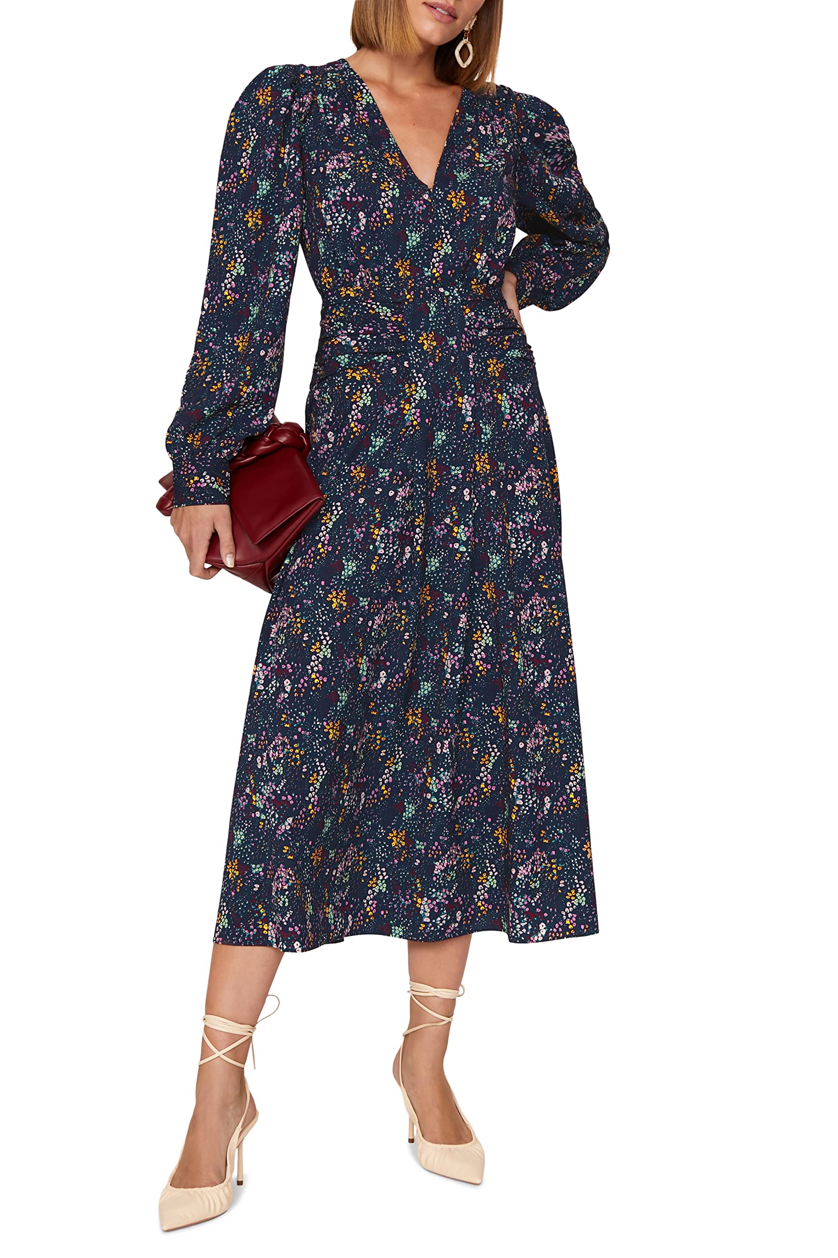 RTR Design Collective Blue Floral Dress for Women - Elegant Summer Maxi Dress with V-Neck & Flowy Skirt | Perfect for Beach Vacations, Weddings & Date Nights