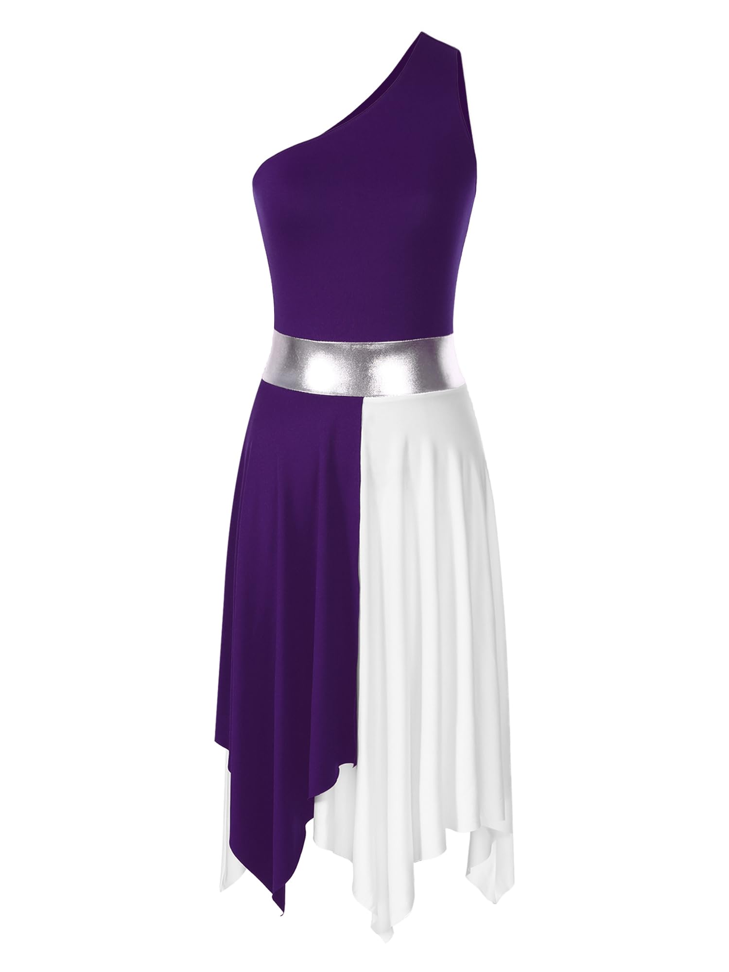 JEYPINMI Women's One Shoulder Liturgical Dance Dress - Praise & Worship Costume for Church Performances, Lyrical Dance & Special Occasions