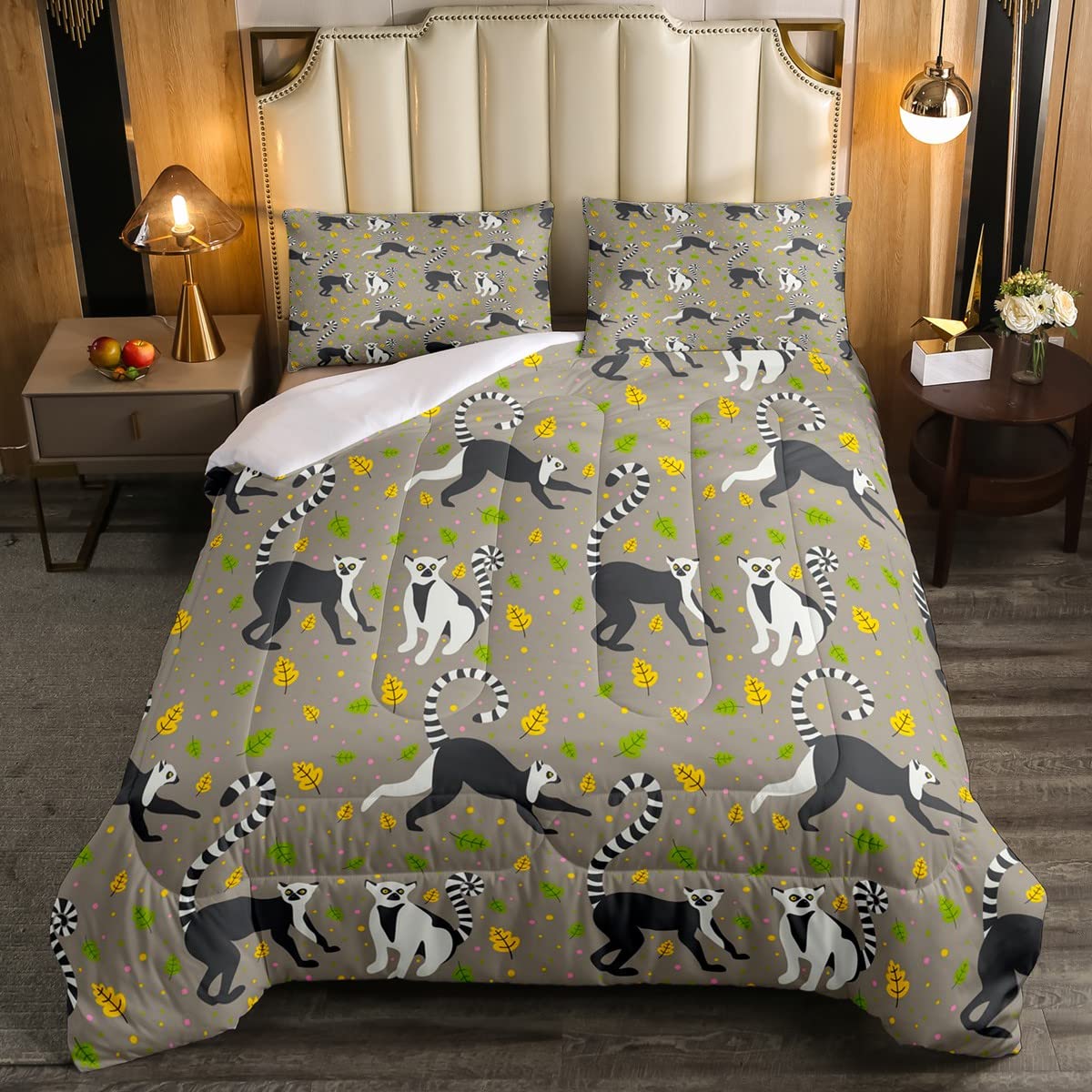 Erosebridal Ferret Comforter Set - Twin Size Cute Flower Branches Bedding for Kids, Boys & Girls - Kawaii Ferrets Animal Quilted Duvet Cover with Cartoon Floral Leaves Design - Includes 1 Pillow Case - Perfect for Nursery, Kids Room & Sleepovers (Colorful)