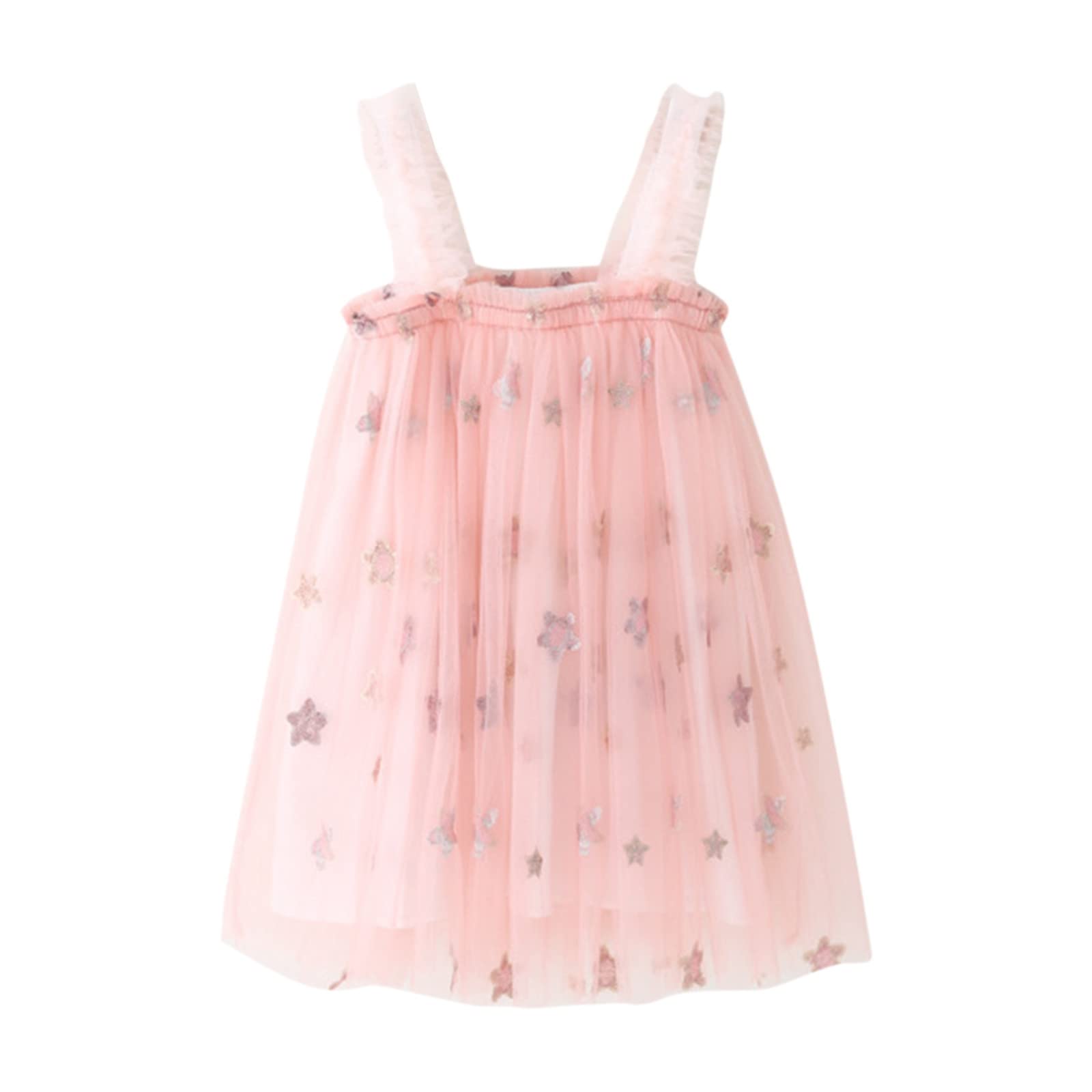 WENJIA Girls Tutu Dress for Toddlers 1-6 Years - Sleeveless Summer Beach Party Princess Dress with Star Design | Perfect for Birthday, Photo Shoots & Casual Outings