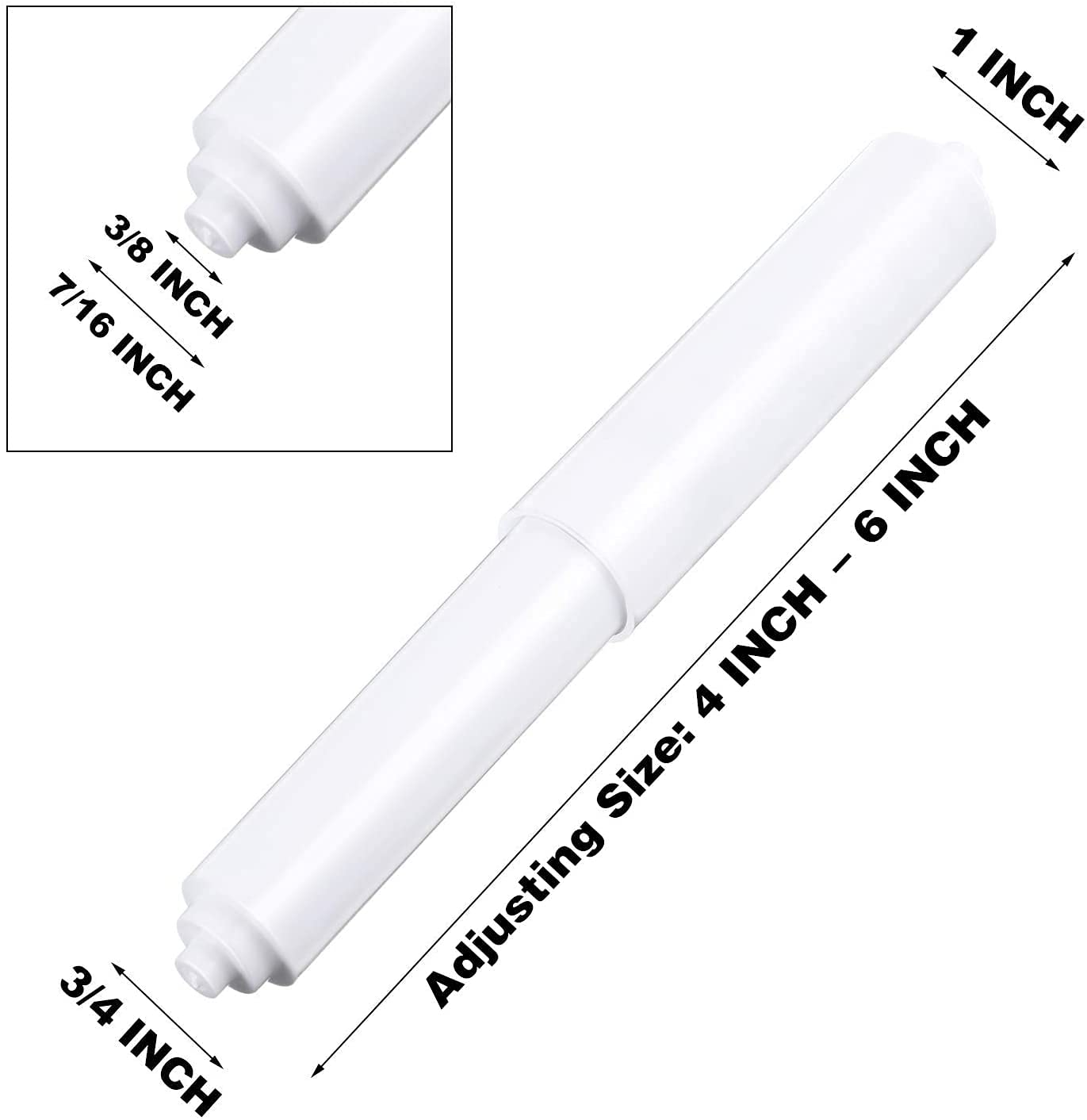 White Arista Toilet Paper Holder Replacement Rod - 2 Pack | Bathroom Tissue Roll Stand for Modern Homes & Restrooms
