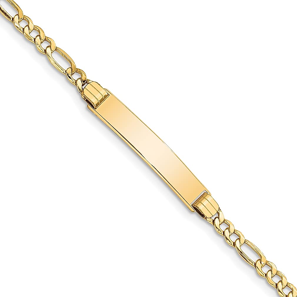 10K Yellow Gold Figaro Link ID Bracelet 8 Inch - Dainty Women's Jewelry Gift for Her, Perfect for Anniversaries, Birthdays & Special Occasions
