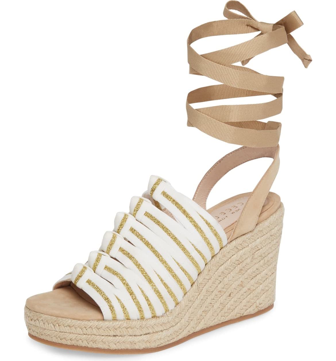 Cecelia New York Serena Off Denim Faded Jeans Espadrille Wedge Platform Sandals for Women - Stylish Summer Casual Shoes for Beach, Party & Everyday Wear