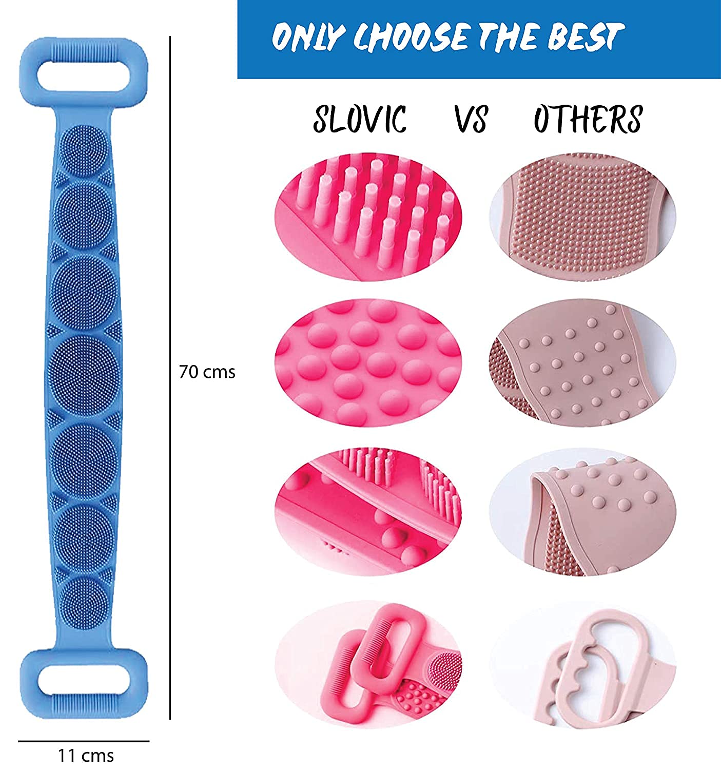 Green Tales Silicone Body Back Scrubber - Exfoliating Bath Brush with Long Handle for Deep Cleansing | Perfect for Shower, Spa & Exfoliating Dry Skin