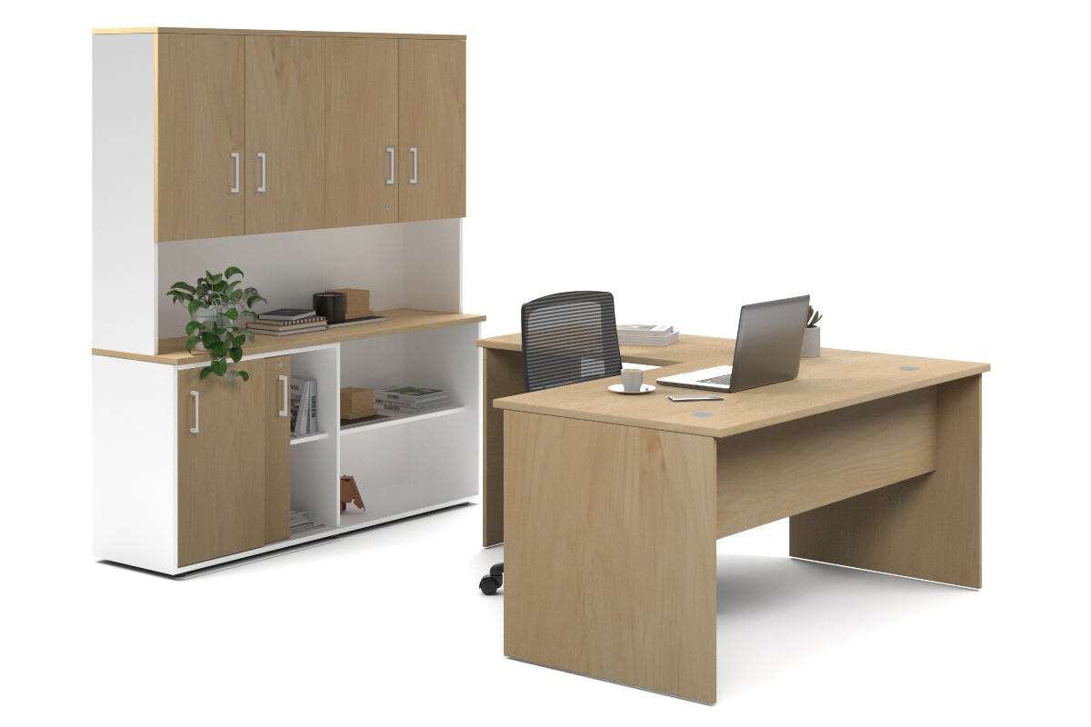 L-Shaped Executive Desk with Uniform Panel & White Carcass - 1600L x 1600W - Perfect for Home Office, Corporate Workspace & Modern Office Decor