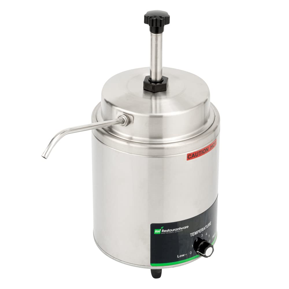 Restaurantware Hi Tek Electric Sauce Dispenser Pump - 3.5-Qt Stainless Steel Condiment Pump with 7 Temperature Settings & Spout | Perfect for Restaurants, Catering, and Home Kitchens
