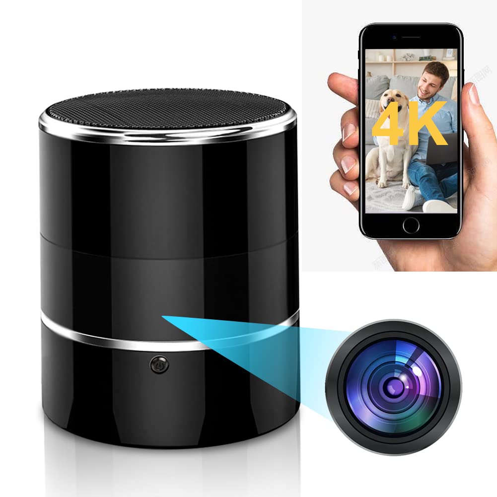 Wireless Hidden Spy Camera Bluetooth Speaker - 240° Viewing Angle, Motion Activated, 4K WiFi Security Camera with Phone App | Home Office Surveillance, Nanny Cam, Indoor Monitoring