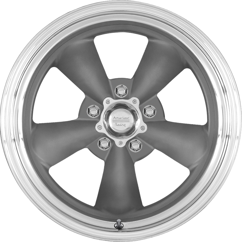American Racing 16x7 VN215 Classic Torq Thrust II Wheels - Mag Gray with Machined Lip +0mm Offset | High Performance Alloy Rims for Muscle Cars, Hot Rods & Custom Vehicles
