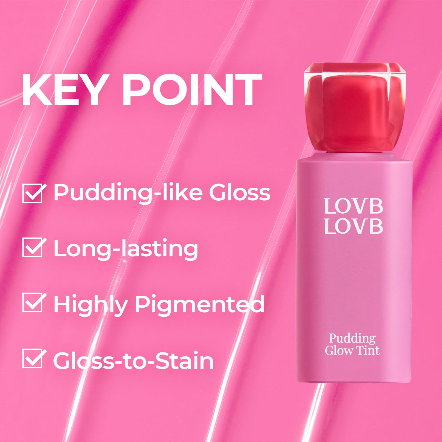 Pudding Glow Korean Lip Tint - Natural Long-Lasting Lip Stain (0.14 oz) | Gloss to Matte Finish | Non-Sticky & Lightweight | Perfect for Everyday Wear & Makeup Looks (Shade: 02 Ending Rose)