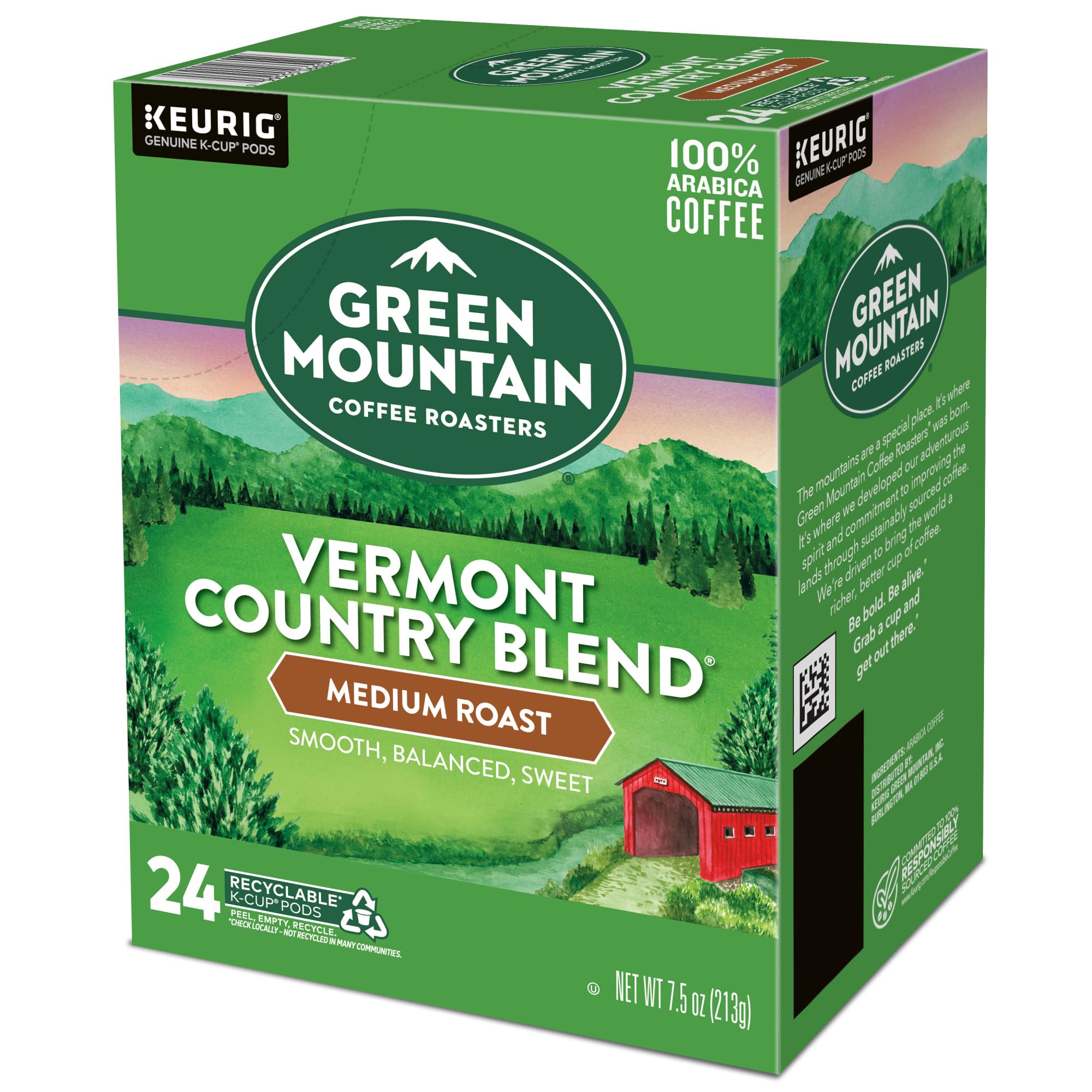 Green Mountain Coffee Roasters Vermont Country Blend Medium Roast K-Cup Pods - 96 Count Keurig Single-Serve Coffee for Home & Office Brewing | Perfect for Morning Boost or Afternoon Break