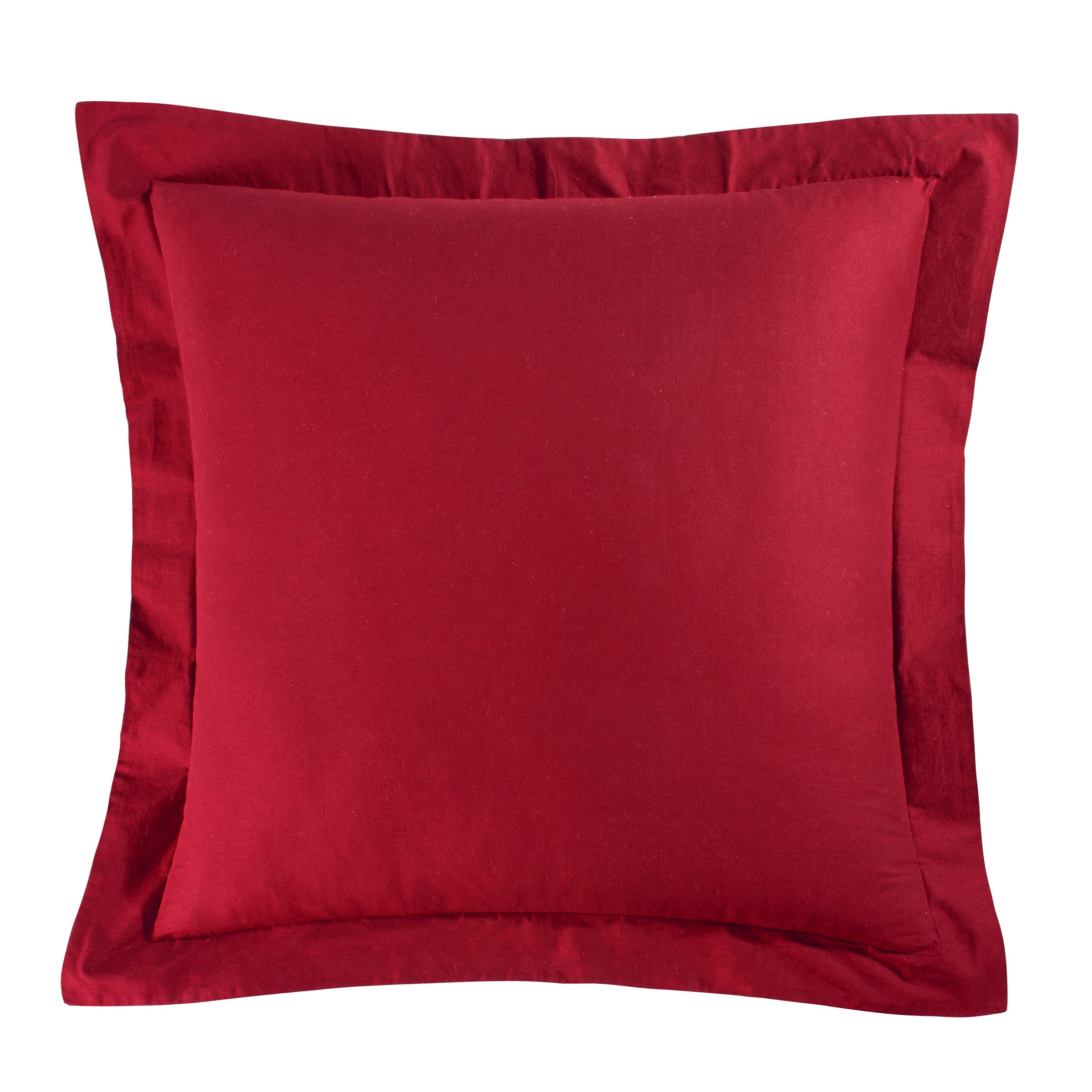 C&F Home Solid Red Euro Sham Pillow Cover - Premium Cotton Decorative Pillowcase for Bedroom & Living Room - Perfect for Sofa, Couch, and Bed Decor