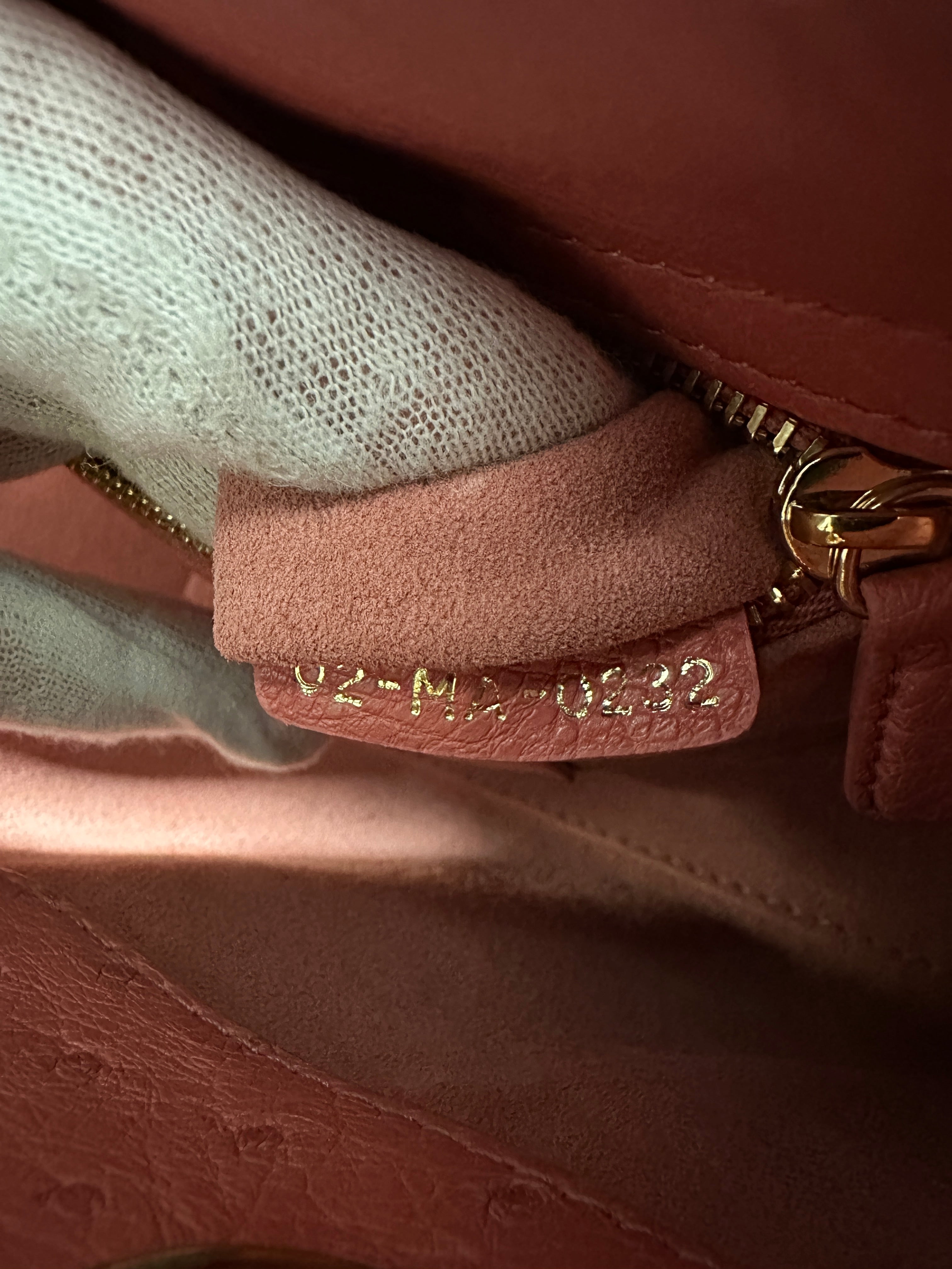 Christian Dior Lady Dior Mini Bag in Pink Ostrich Leather - Luxury Crossbody Purse for Women, Perfect for Evening Parties & Special Occasions