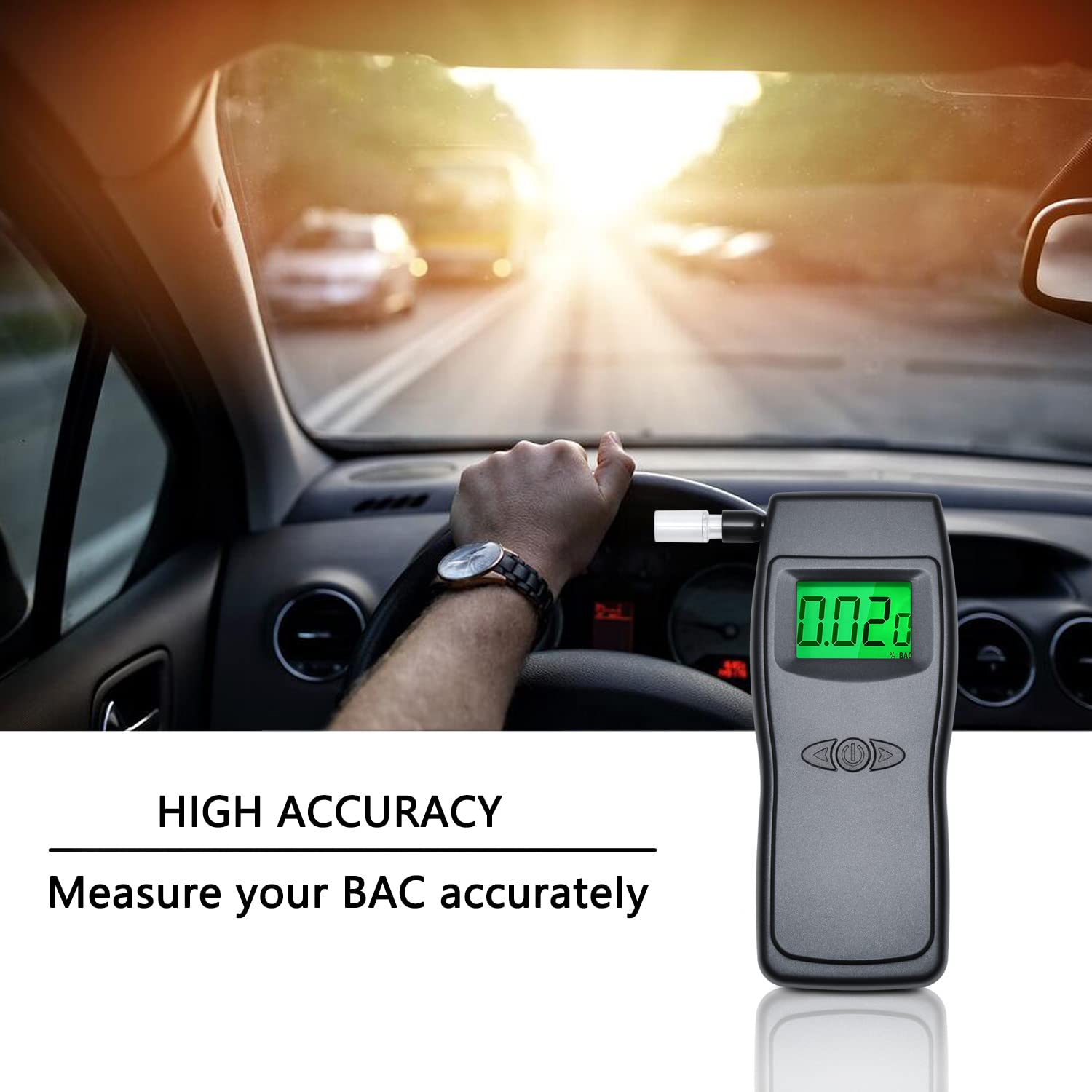 Professional Breathalyzer Alcohol Tester - USB Rechargeable Portable BAC Detector with 10 Disposable Mouthpieces | Accurate Personal & Workplace Alcohol Testing | Perfect for Drivers, Safety Officers & Party Use - BELLADDY INC EK923