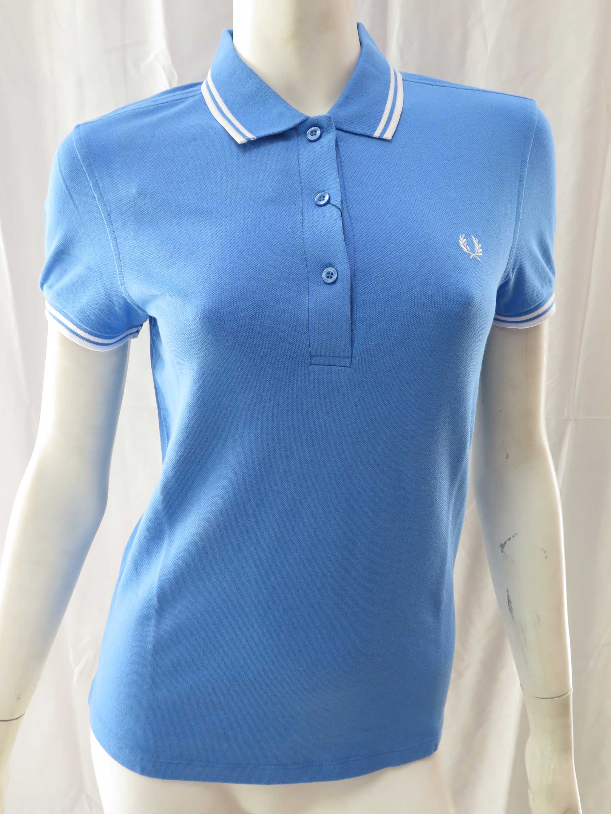 Fred Perry Women's Twin Tipped Shirt - Vibrant Blue & White Striped Polo for Casual Wear & Tennis Outfits | Perfect for Summer Fashion & Club Events