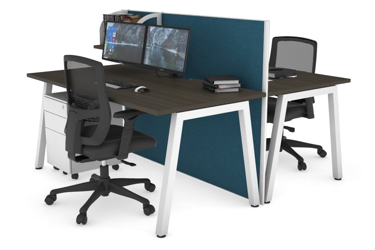 Horizon Quadro 2-Person Office Workstation Bench with A-Legs - 1400mm x 800mm Dimensions, Cable Management Scallop - Perfect for Collaborative Workspaces & Shared Office Desks