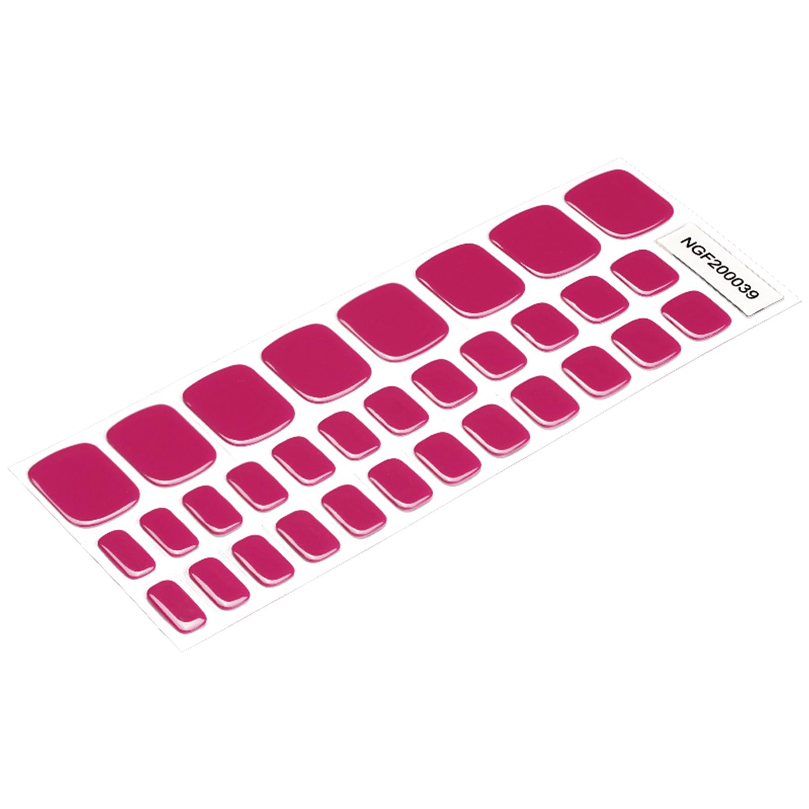 32PCS Semi Cured Gel Toenail Strips - Rose Red UV Gel Nail Stickers for Pedicure, Works with Any UV Lamp, Includes Nail File & Wood Stick - Perfect for Salon & Home Manicure, Party & Wedding Nail Art