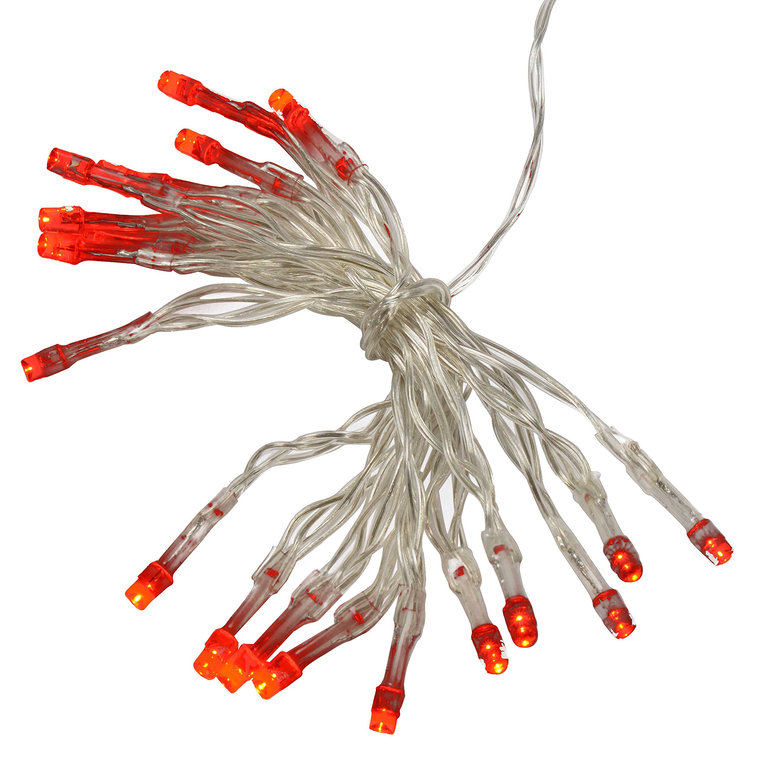 Battery Operated LED String Lights - 20-Piece Red Static/Flash Mode for Christmas, Party, Wedding, and Home Decor