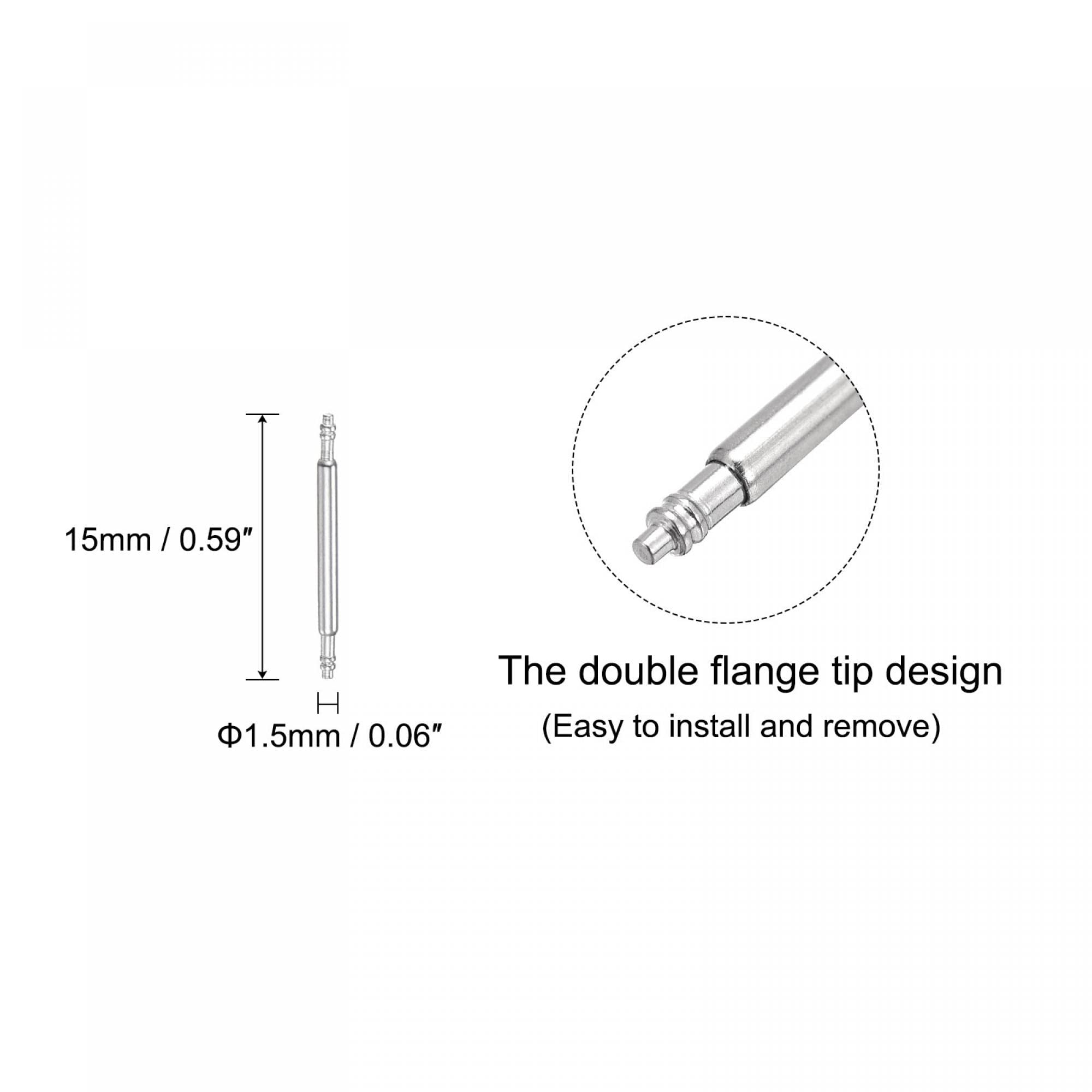 uxcell 15mm Stainless Steel Watch Band Pins Replacement Kit - 4Pcs Spring Bars with 1.5mm Removal Tool | Compatible with Most Watches for DIY Repair & Band Replacement