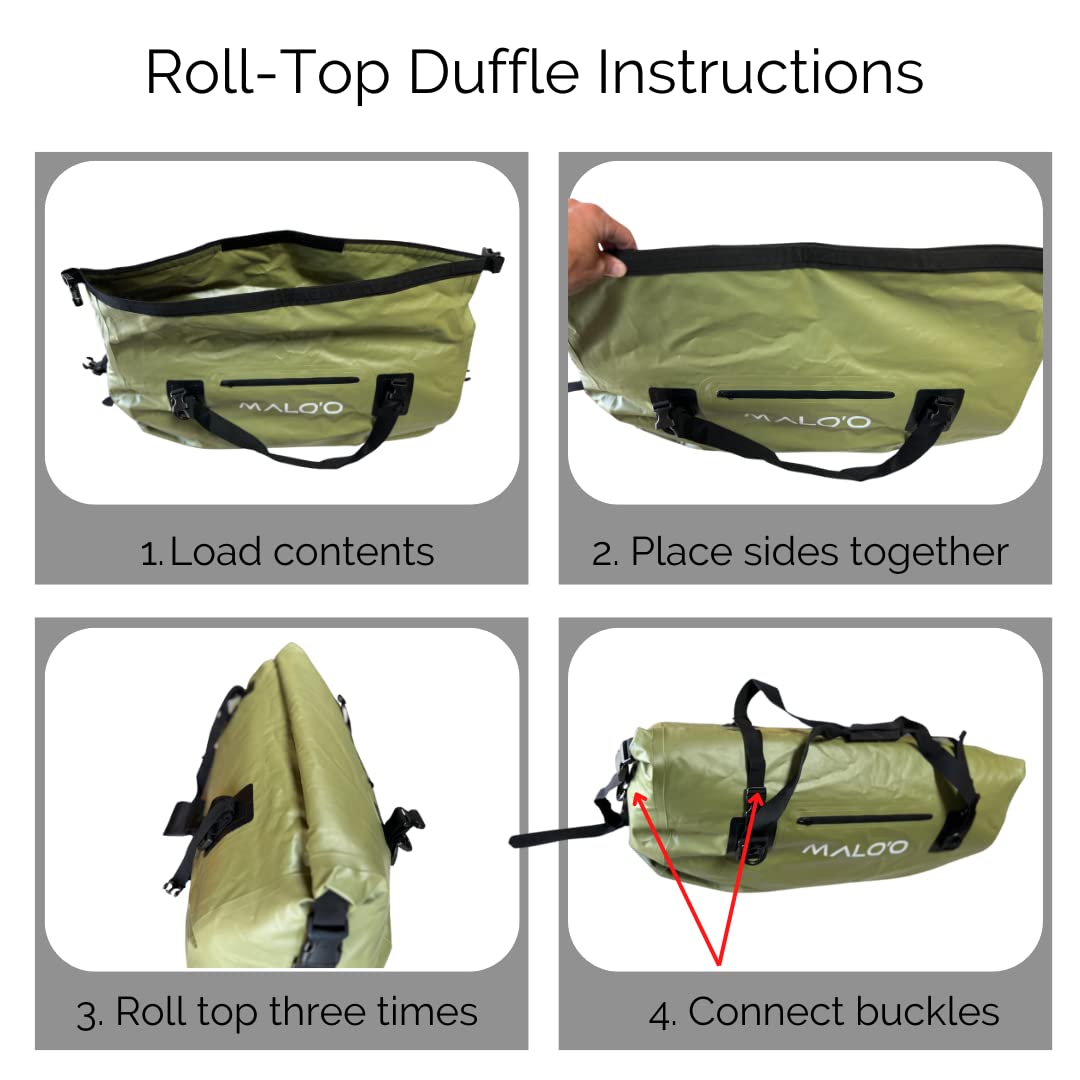 **Malo'o Waterproof Dry Bag Duffel 40L/60L/100L - Roll Top Design for Kayaking, Rafting, Boating, Swimming, Camping, Hiking, Beach & Fishing - Internal & External Pockets with Molle Loops - Keep Gear Dry for Outdoor Adventures**