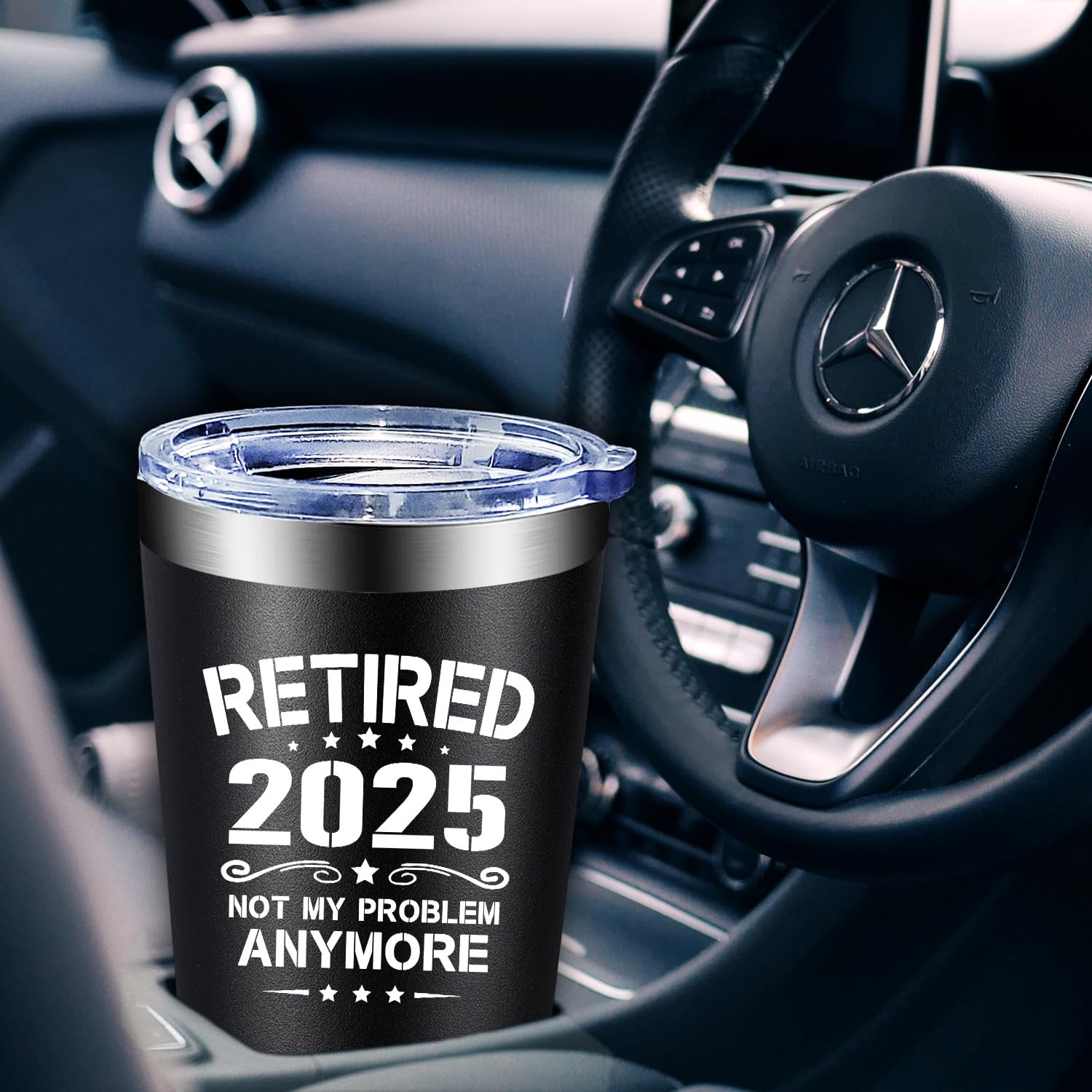 2025 Funny Retirement Gifts for Men - 20oz Insulated Tumbler with 'Not My Problem Anymore' Design - Perfect for Dad, Coworkers, Teachers & Doctors - Great for Office, Home & Travel Use