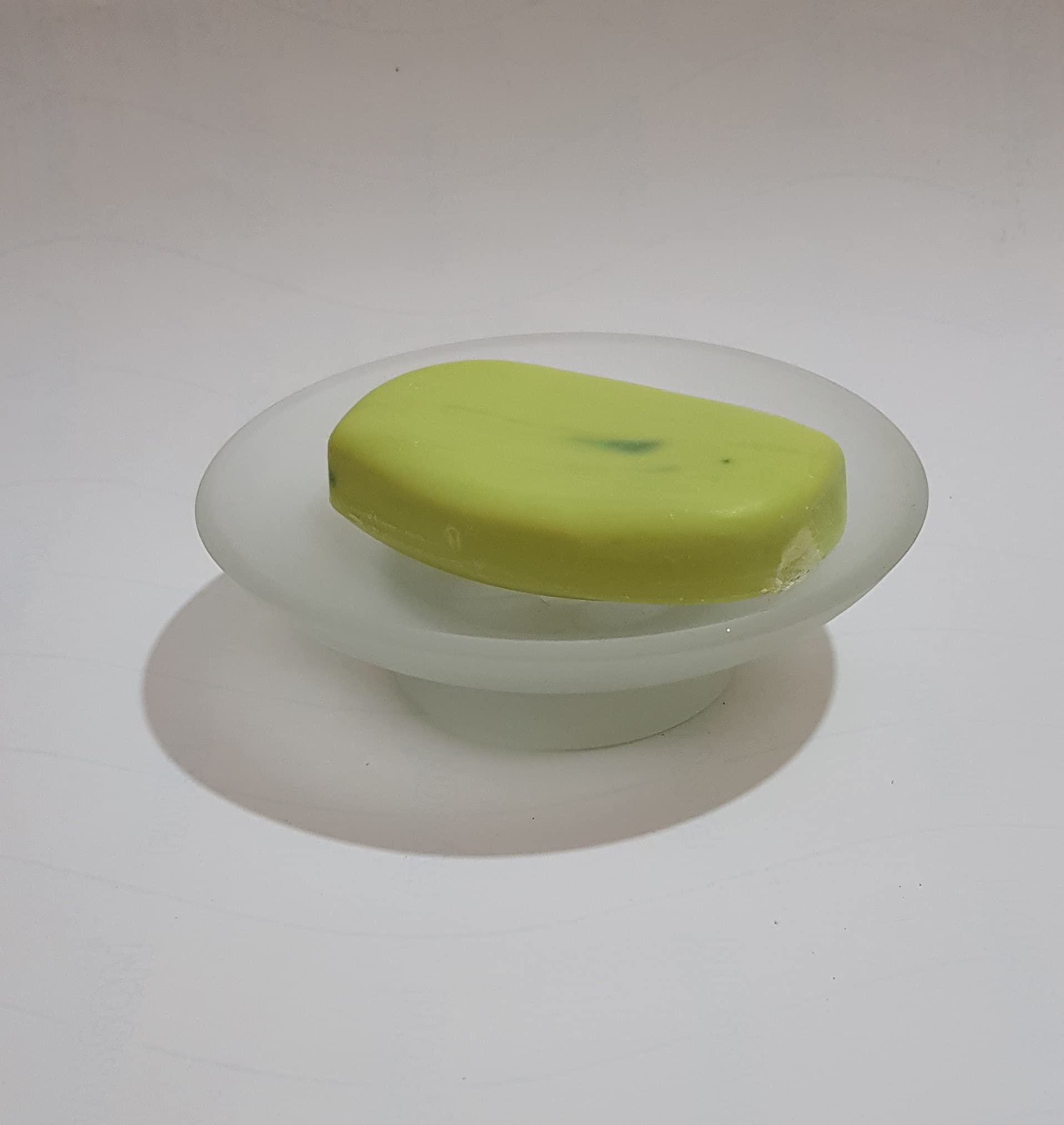 Pure Source India Glass Soap Dish - 3.25 Inch Bathroom & Kitchen Soap Holder - Perfect for Sink Countertops, Shower Shelves and Vanity Organizers