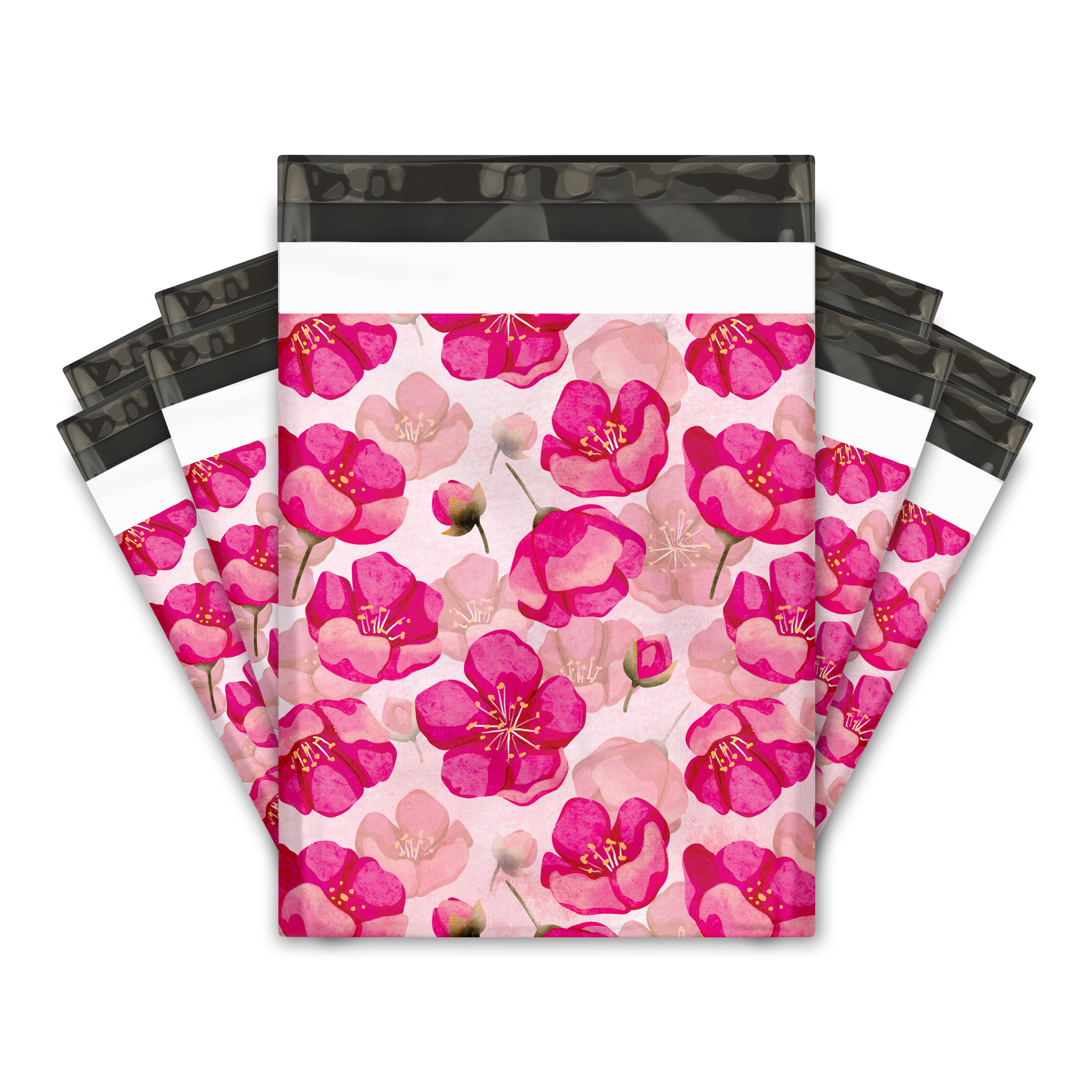 10x13 Inch Pink Poppies Printed Poly Mailers - Waterproof Shipping Envelopes for Ecommerce, Boutique & Subscription Boxes - Premium Designer Mailing Bags for Online Stores, Small Business & Gift Packaging