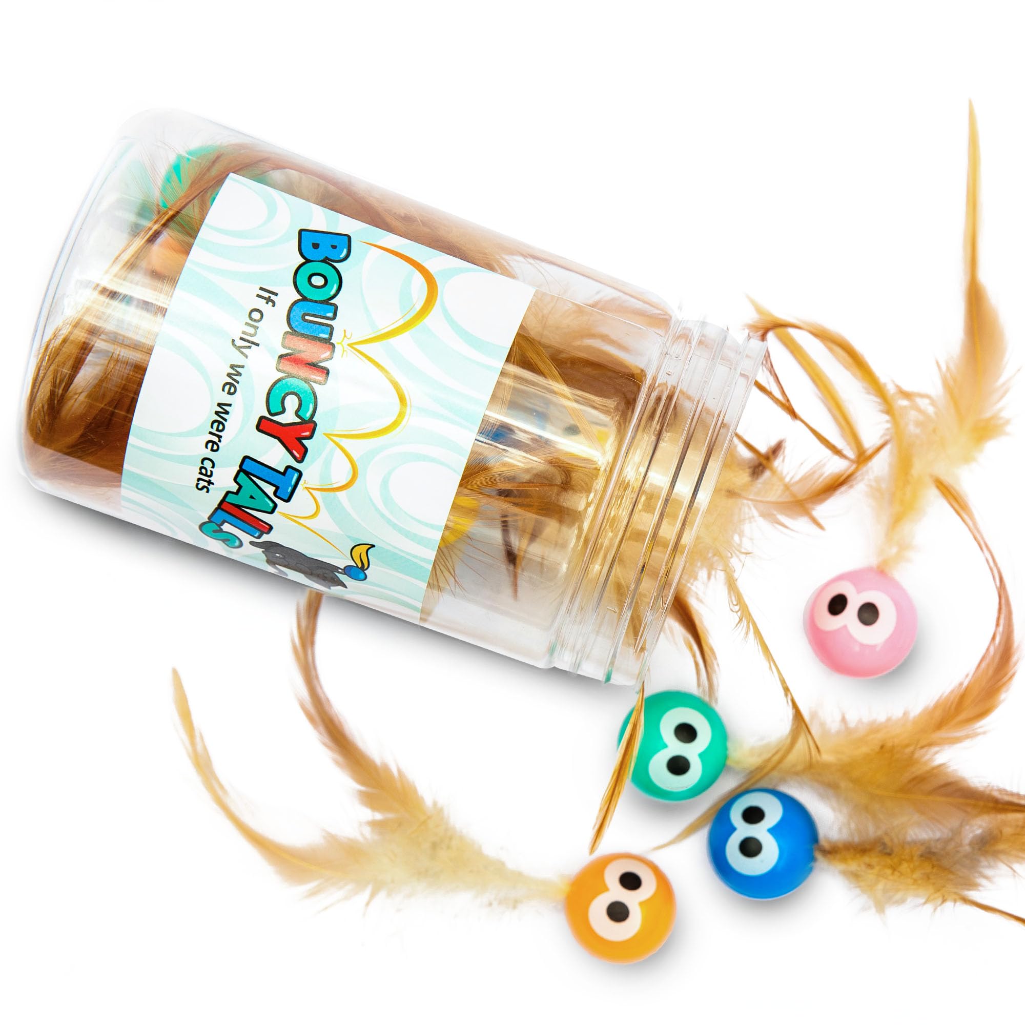 15-Pack Natural Feather Cat Ball Toy - Interactive Cat Toys for Indoor Adult Cats & Kittens - Fun Playtime for Bored Cats, Exercise & Bonding with Your Pet