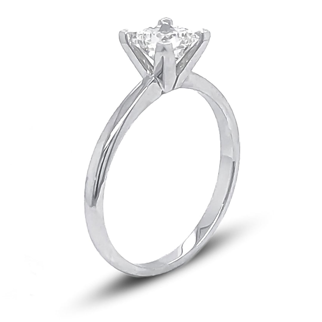Princess Cut Solitaire Diamond Engagement Ring for Women - 1 Carat 14K White Gold Wedding Band - Perfect Proposal Gift for Her, Anniversary & Valentine's Day
