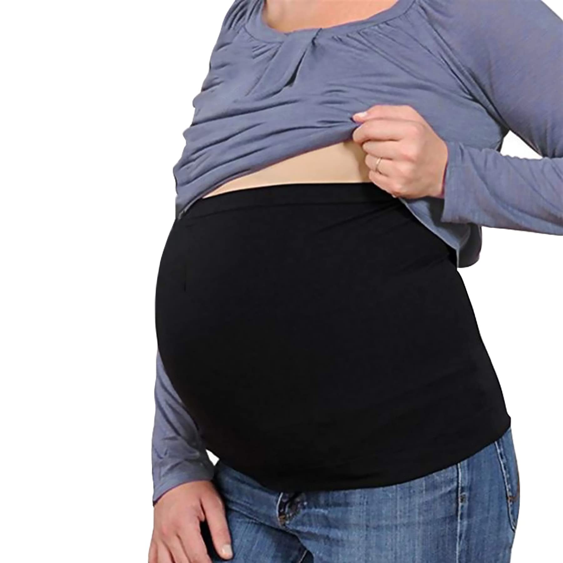 **Rheane Pregnancy Belly Support Band - Maternity Belly Band for Comfort & Back Pain Relief - Adjustable Waist Extender for Pants (Black & Navy, 3-Pack) - Ideal for Work, Exercise & Everyday Wear**