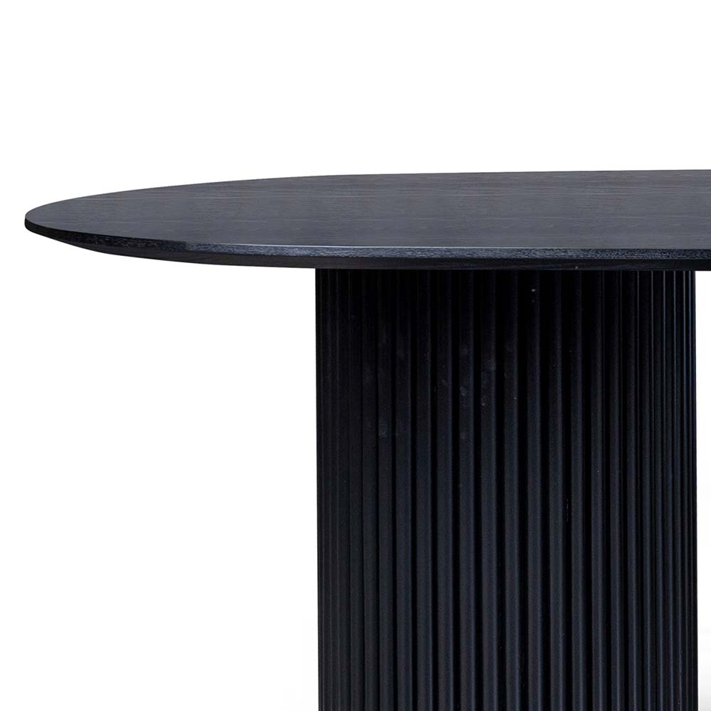 KELYN 220cm Black Dining Table - Modern Large Kitchen Table for Family Gatherings & Dinner Parties