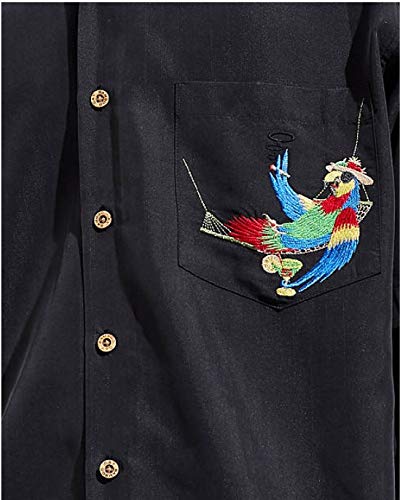 Bamboo Cay Men's Short Sleeve Casual Button Up Shirt with Embroidered 'Always 5 O'Clock' Design - Perfect for Beach Outings, Summer Parties & Weekend Getaways