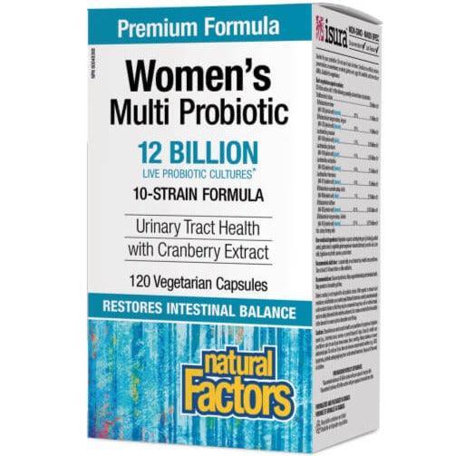Natural Factors Women's Multi Probiotic 12 Billion CFU - 120 Veggie Caps for Digestive & Immune Support - Daily Probiotic Supplement for Women's Gut Health & Wellness