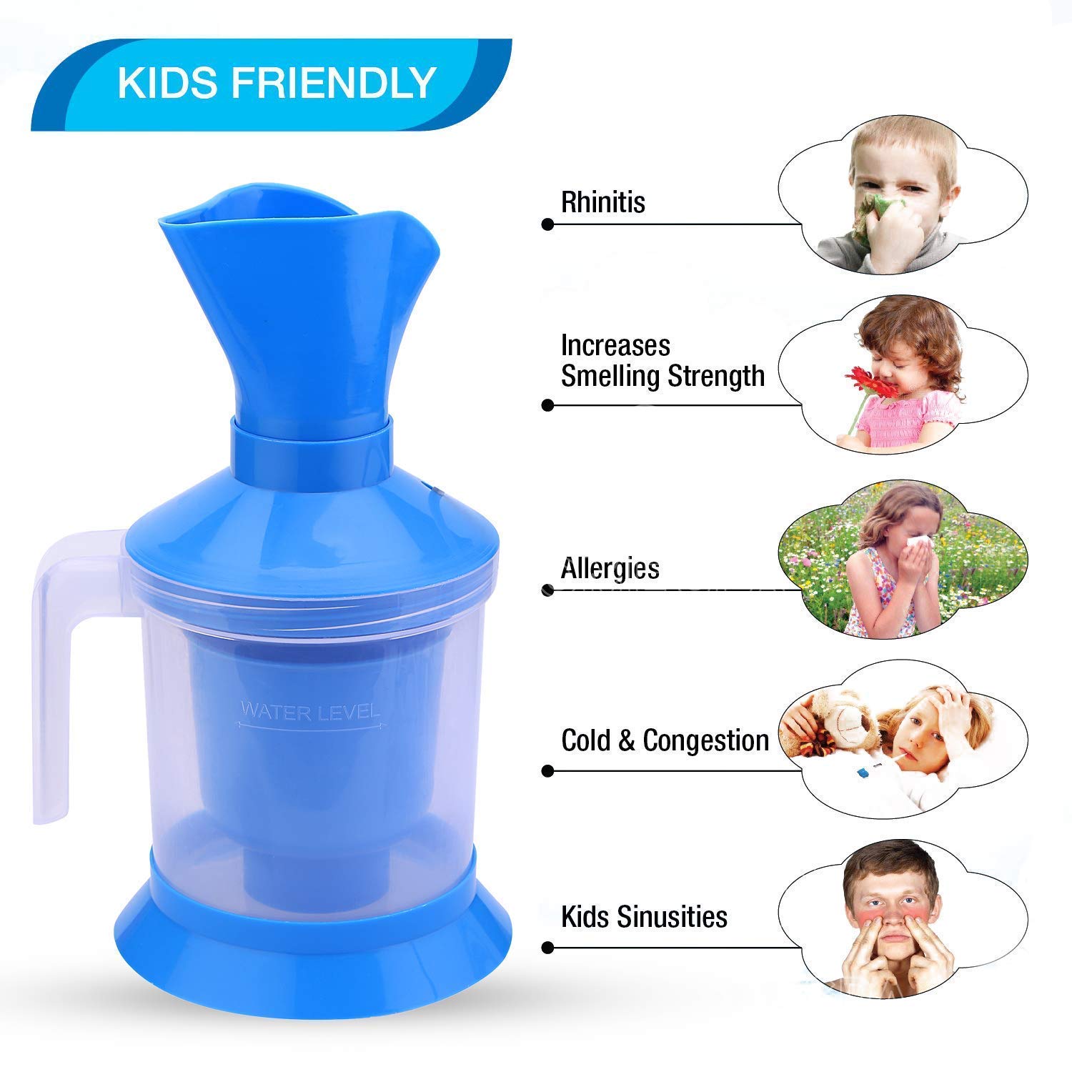 MURTI EXPORT 3-in-1 Steam Inhaler for Cold & Cough Relief - Facial Steamer & Vaporizer for Adults - Portable Home & Travel Use - Blue (0.75m Cord) - Ideal for Congestion Relief, Skin Care & Aromatherapy